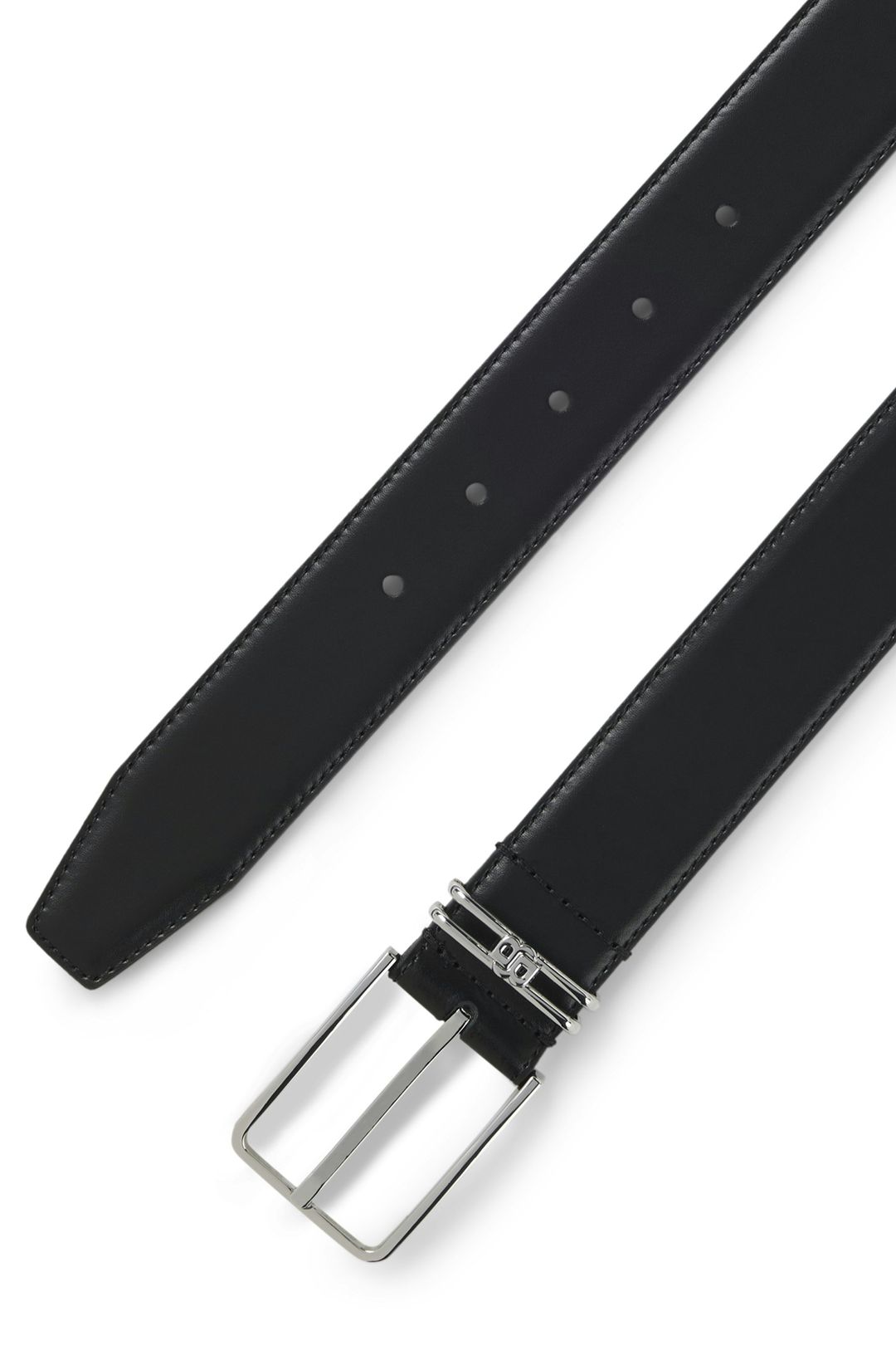 Italský kožený opasek s monogramem Double B - Black