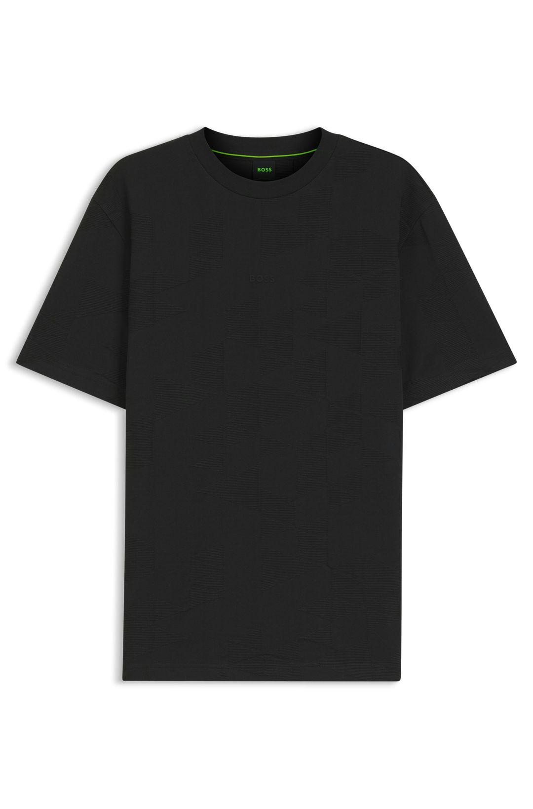 Bavlněné tričko s 3D žakárovým vzorem - Black
