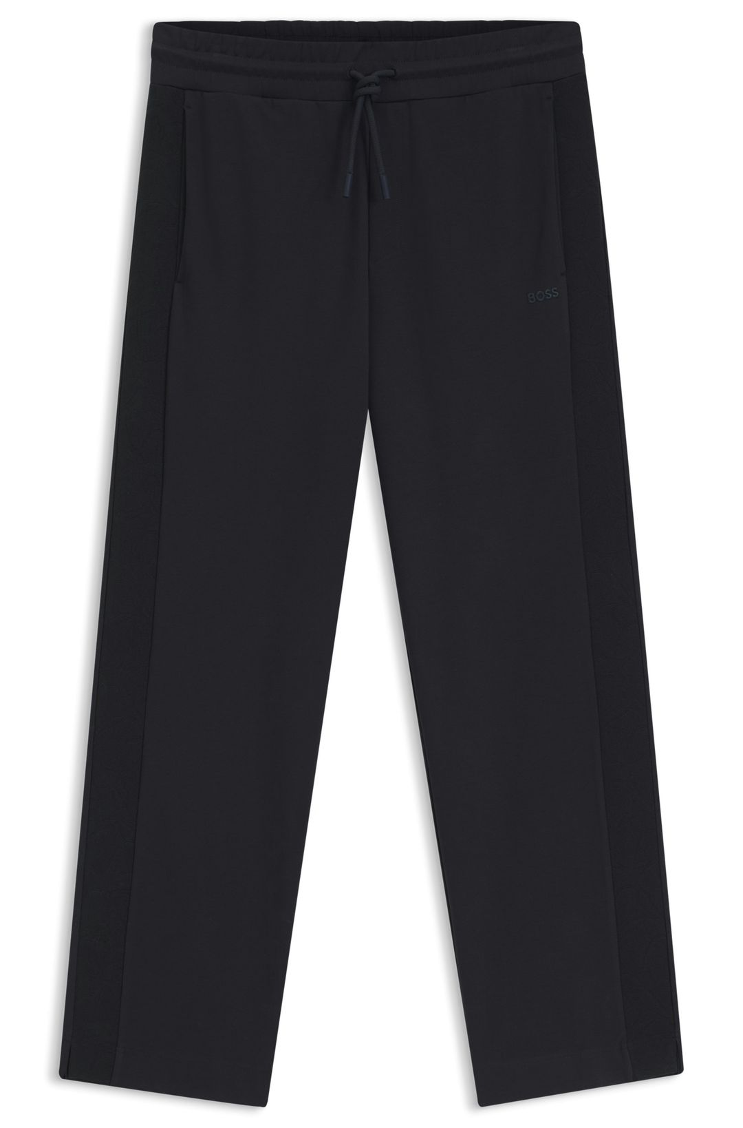 Žerzejové kalhoty regular střihu s žakárovou páskou - Dark Blue
