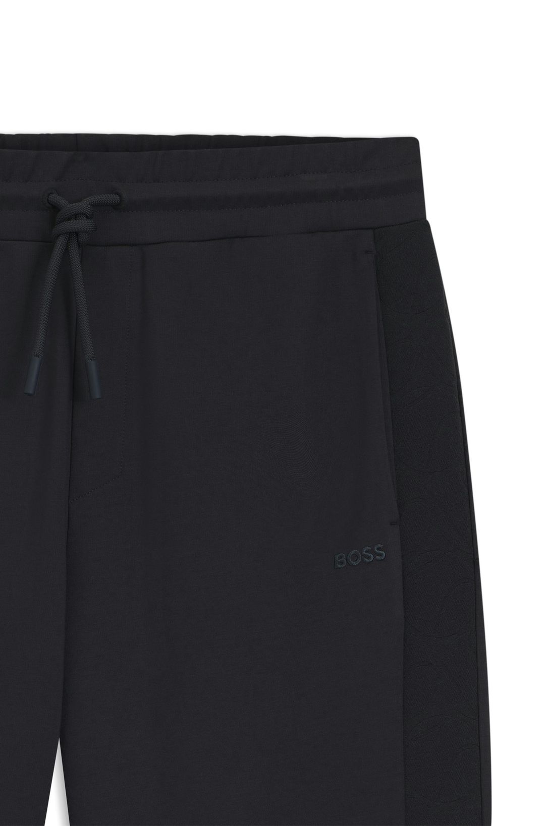Žerzejové kalhoty regular střihu s žakárovou páskou - Dark Blue