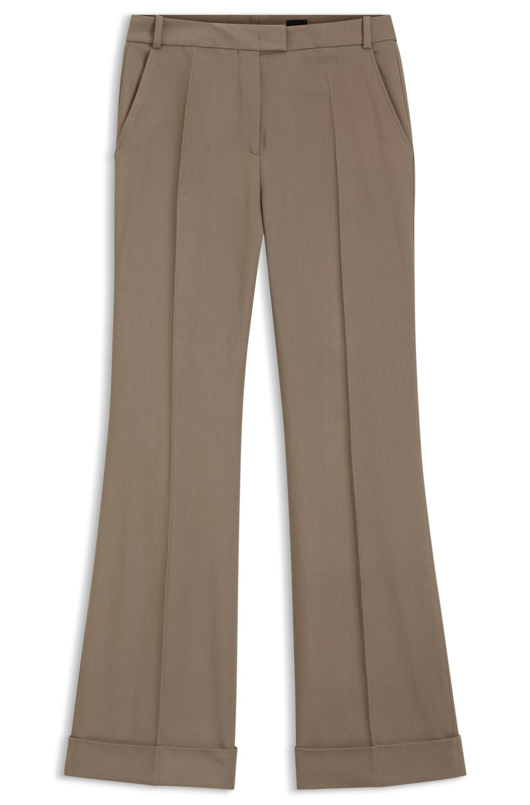 Zvětšené kalhoty ze strečového gabardénu - Brown Overflow