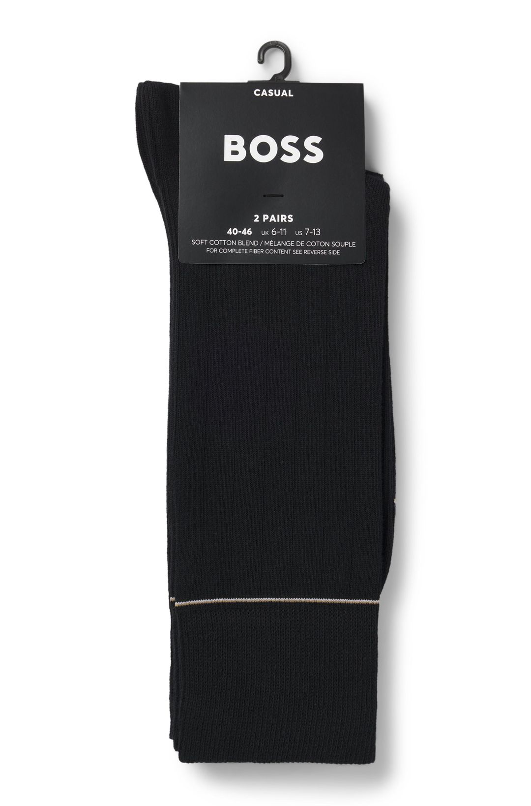 Dvojbalení žebrovaných ponožek s charakteristickými pruhy - Black