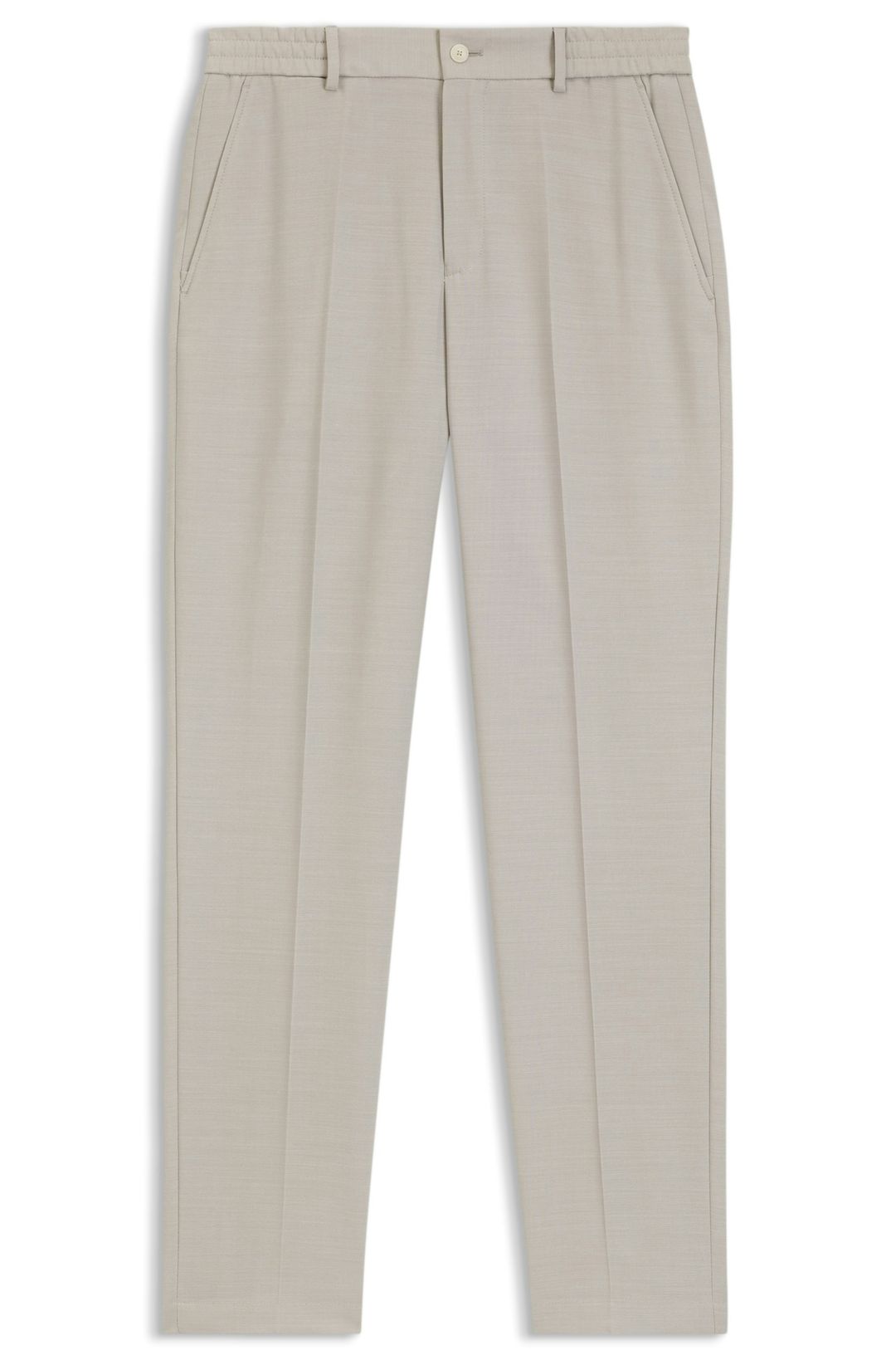 Kalhoty zúženého střihu z panenské vlny s mikrovzorem - Light Beige