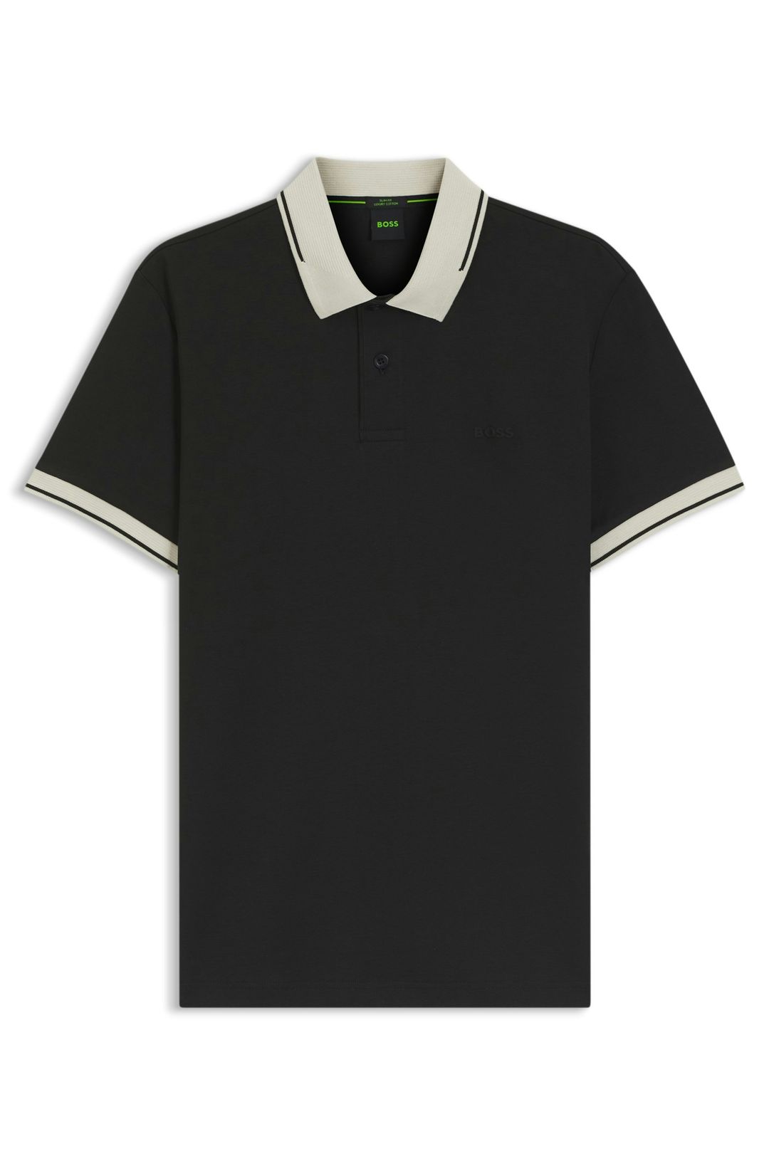 Bavlněné polotričko slim fit - Black