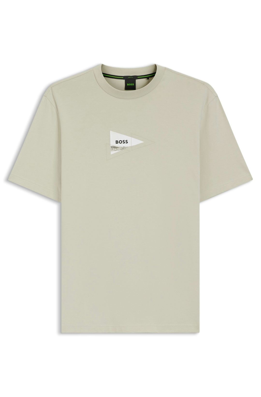 Tričko regular střihu s fototiskem ze strečové  bavlny - Light Beige