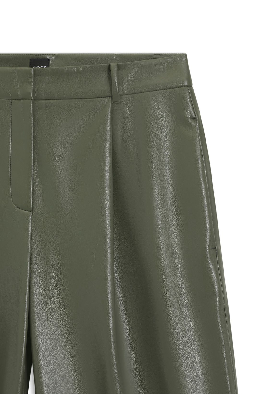 Široké kalhoty z umělé kůže - Dark Green