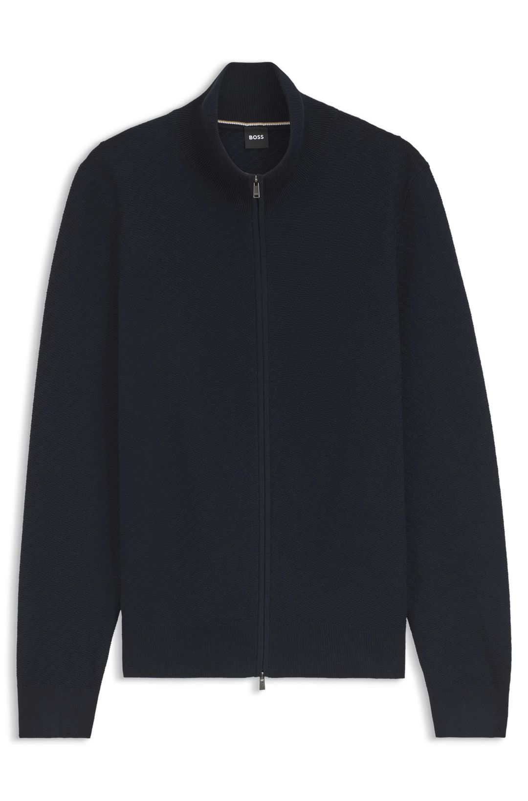 Bavlněný kardigan s diagonální strukturou - Dark Blue