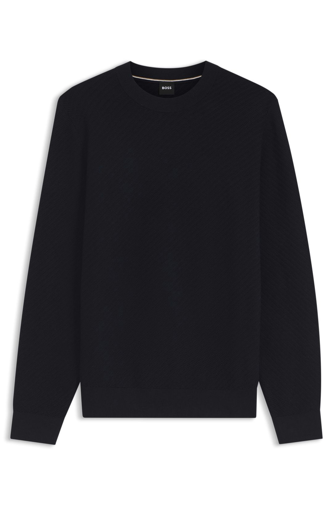 Svetr regular střihu z diagonálně strukturované bavlny - Dark Blue