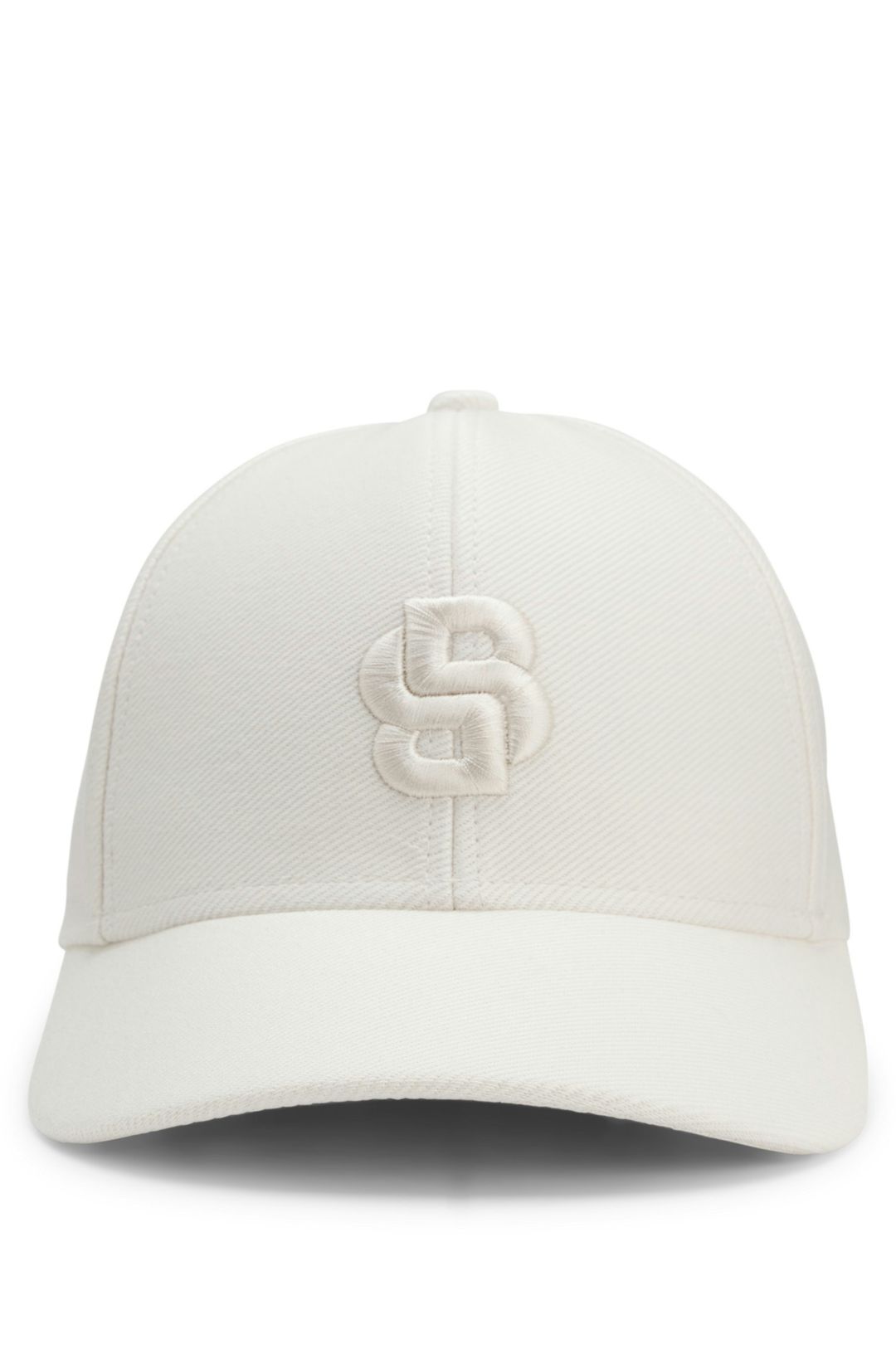 Bavlněná keprová čepice s monogramem Double B - Open White