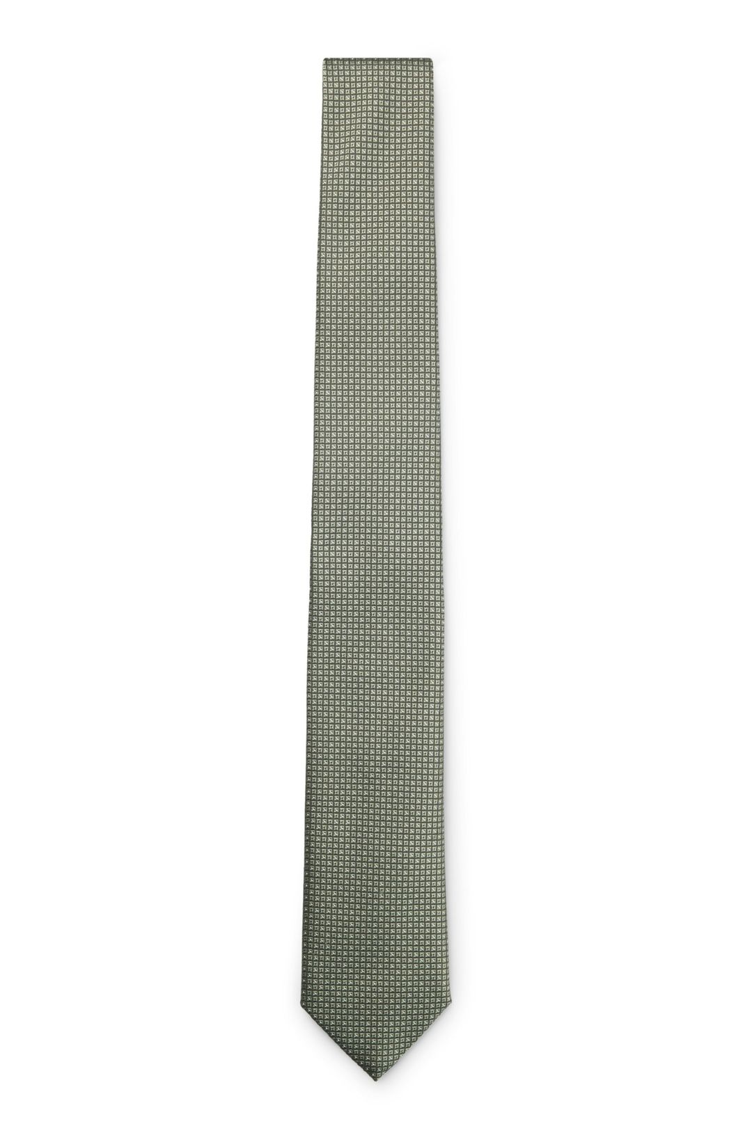 Kravata z hedvábné směsi s žakárovým vzorem - Light/Pastel Green