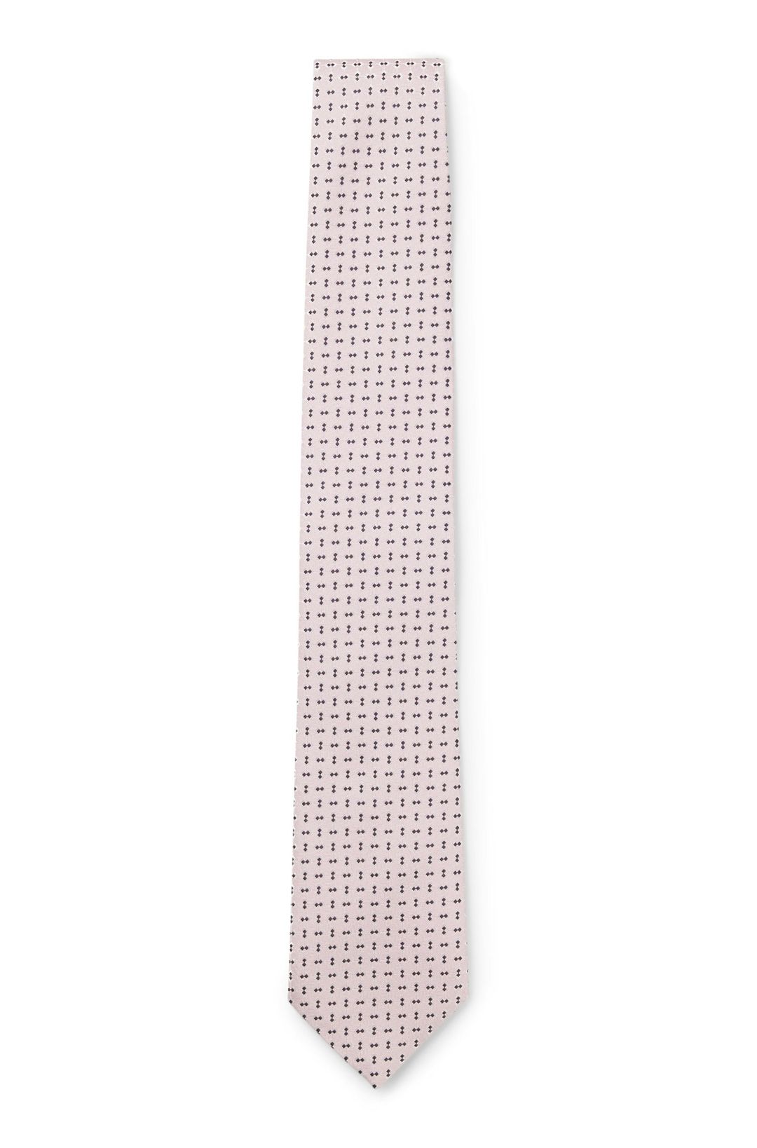 Kravata z hedvábné směsi s mikrovzorem - Medium Pink