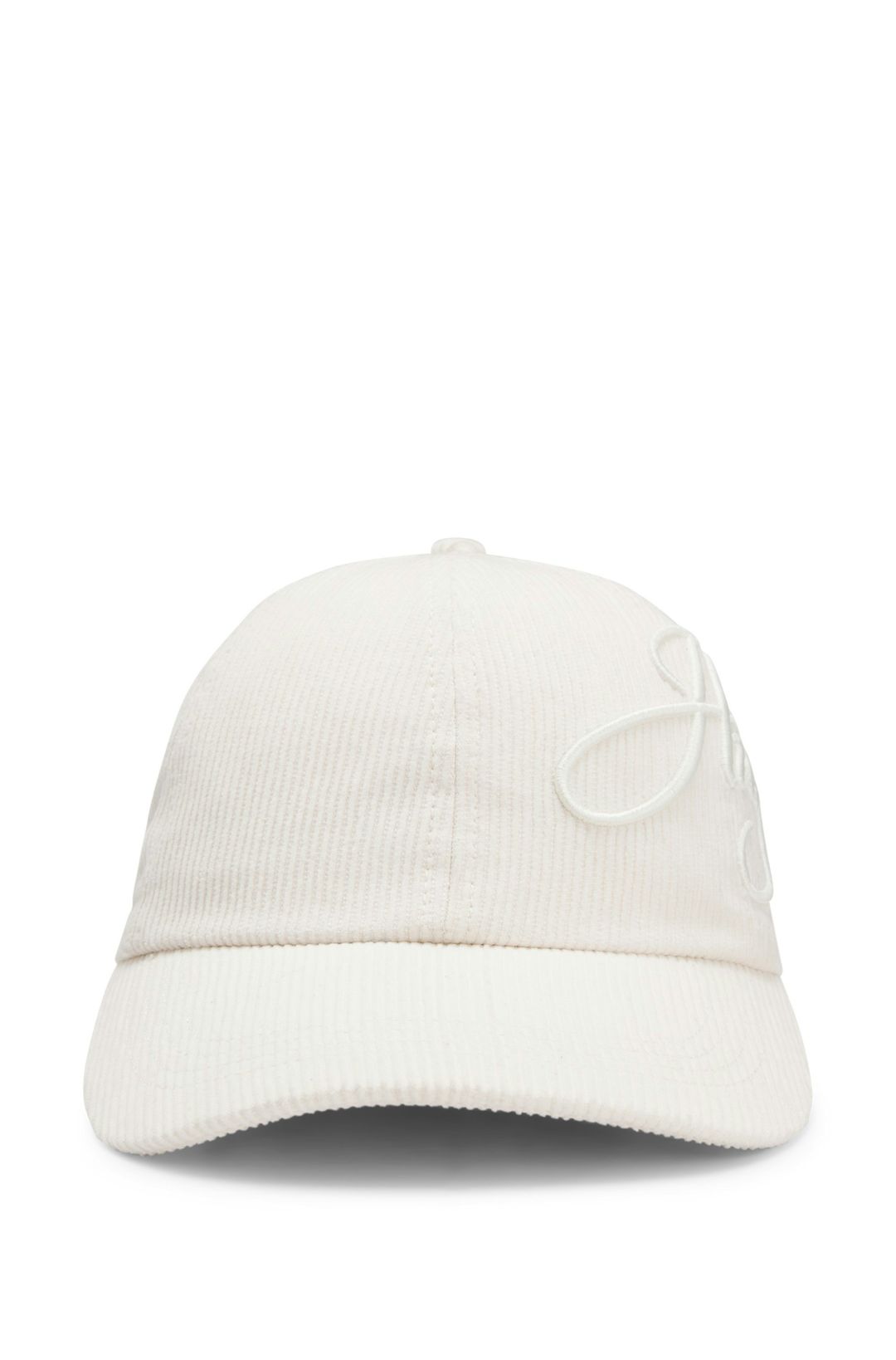 Bavlněno-manšestrová čepice s výšivkou loga - Open White