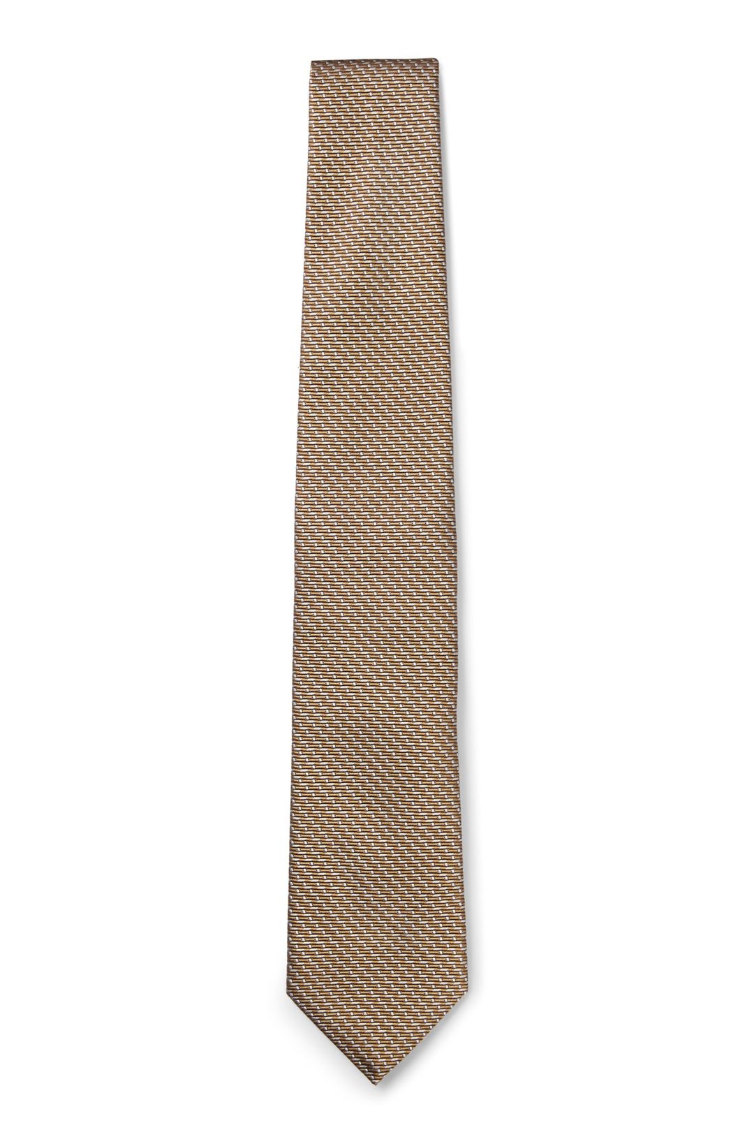 Hedvábná kravata BOSS ONE s žakárovým vzorem - Medium Beige
