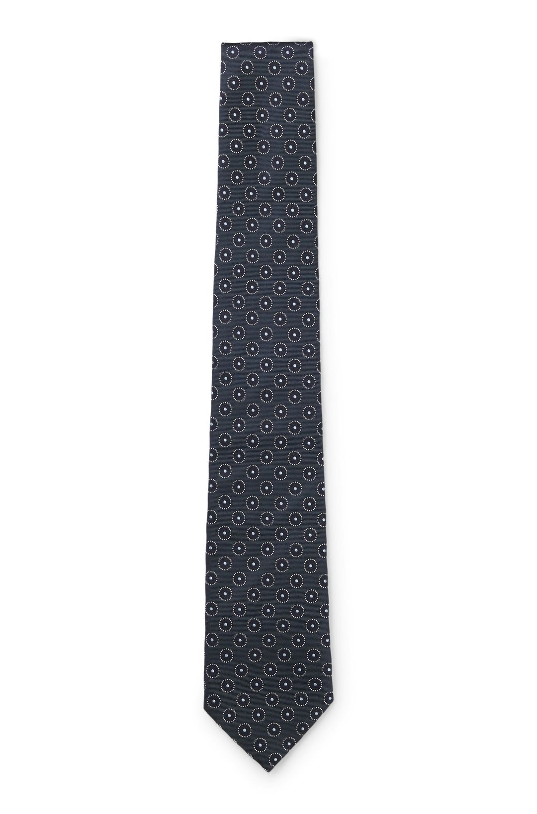 Hedvábná kravata BOSS ONE s žakárovým vzorem - Dark Blue