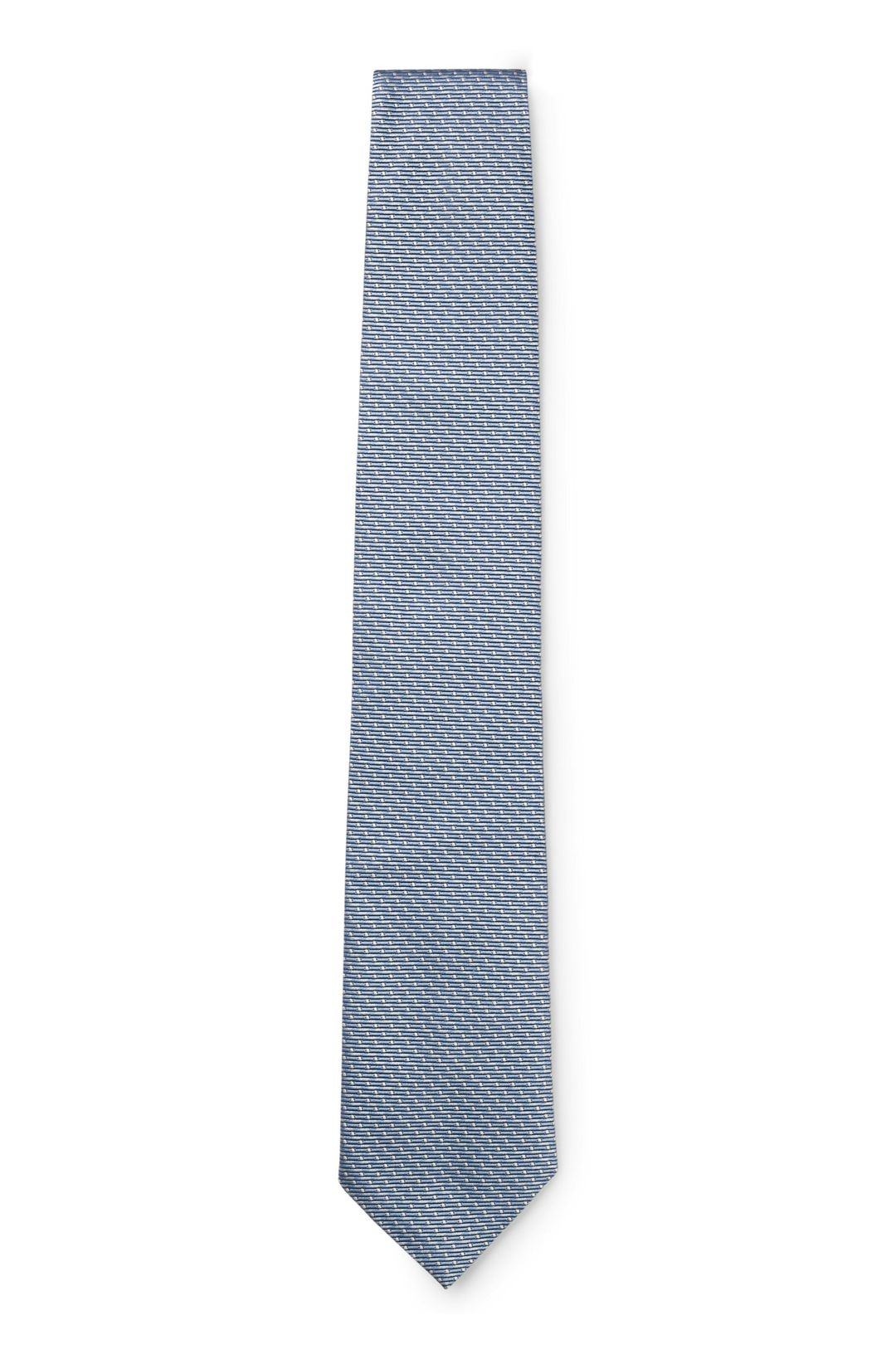Hedvábná kravata BOSS ONE s žakárovým vzorem - Light/Pastel Blue
