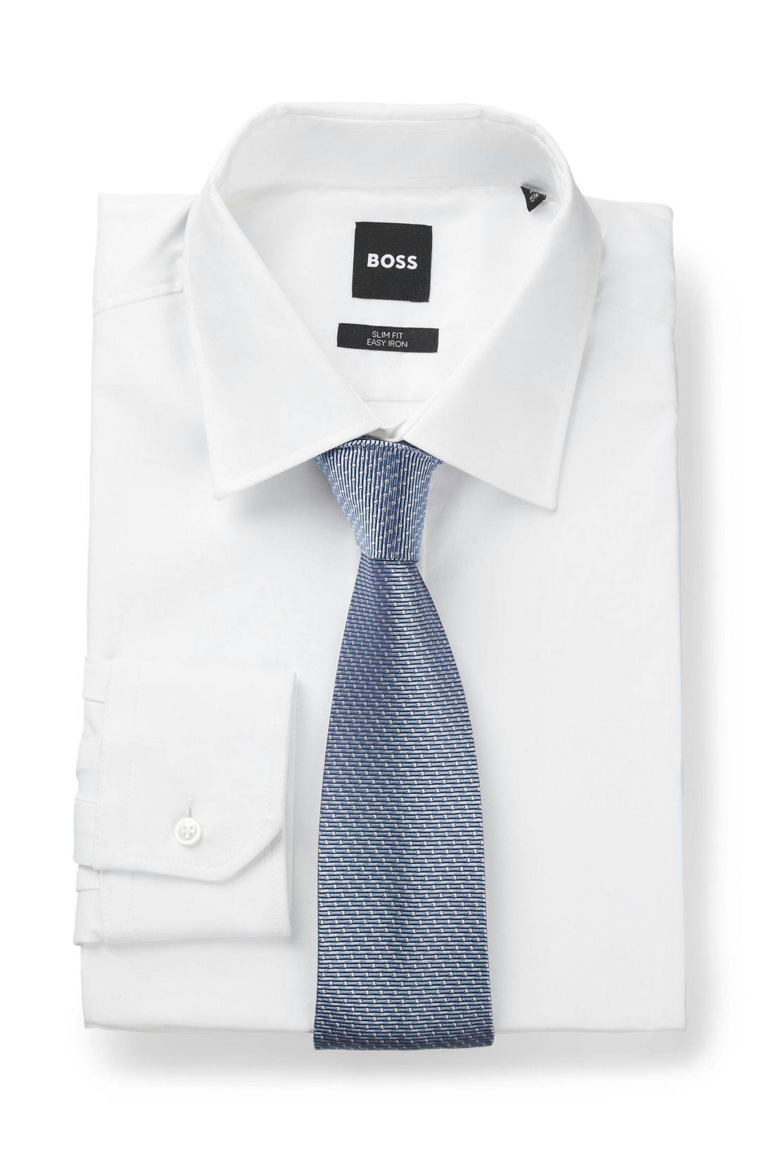 Hedvábná kravata BOSS ONE s žakárovým vzorem - Light/Pastel Blue