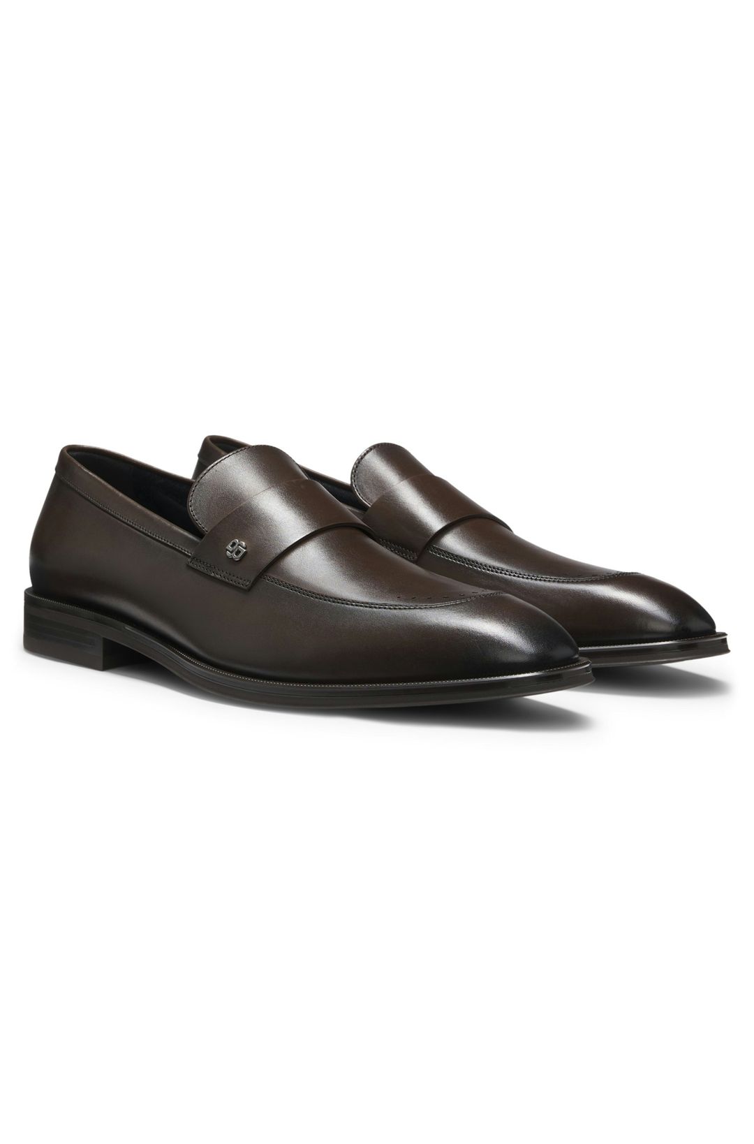 Kožené mokasíny s lemováním z monogramu Double B - Dark Brown