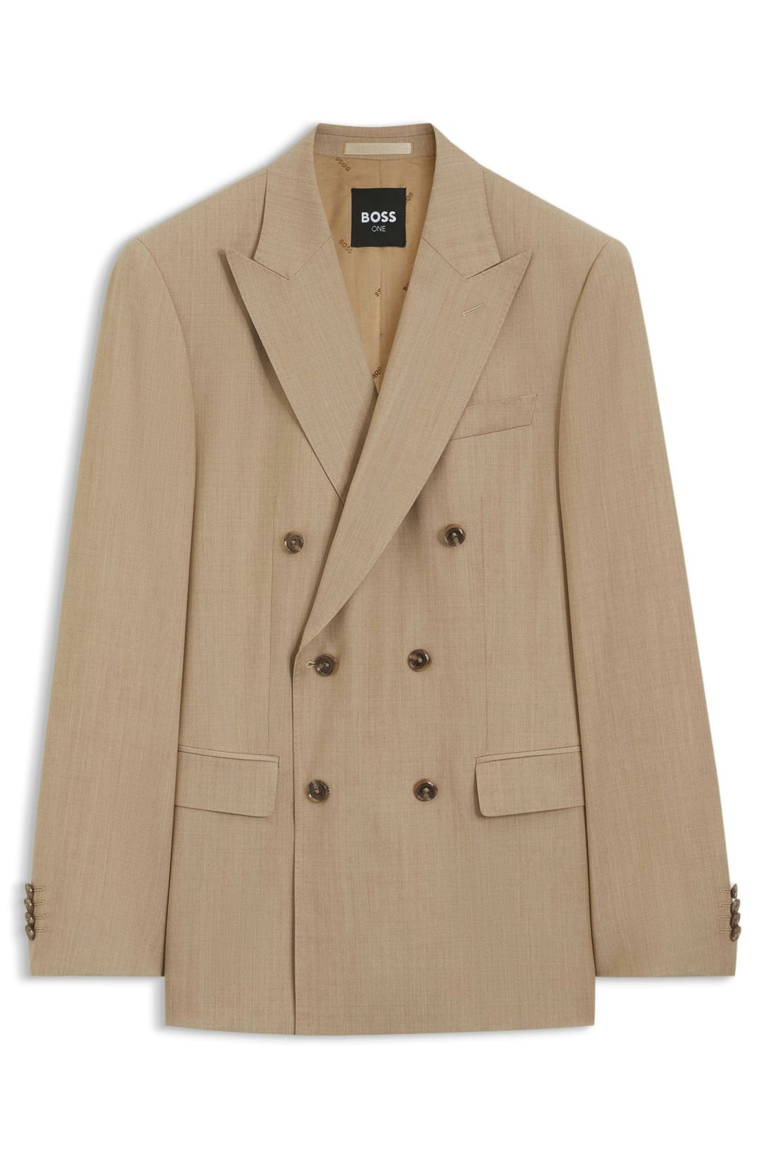 Dvouřadé sako slim fit z italské vlny - Medium Beige