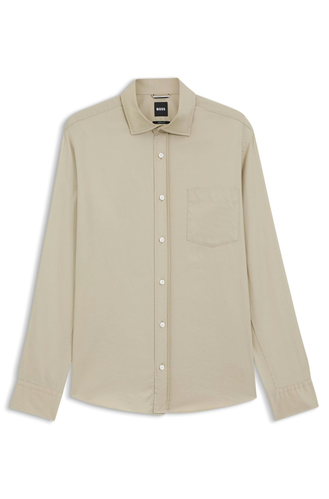 Pánská bavlněná košile Casual Fit s rozšířeným límcem - Dark Beige