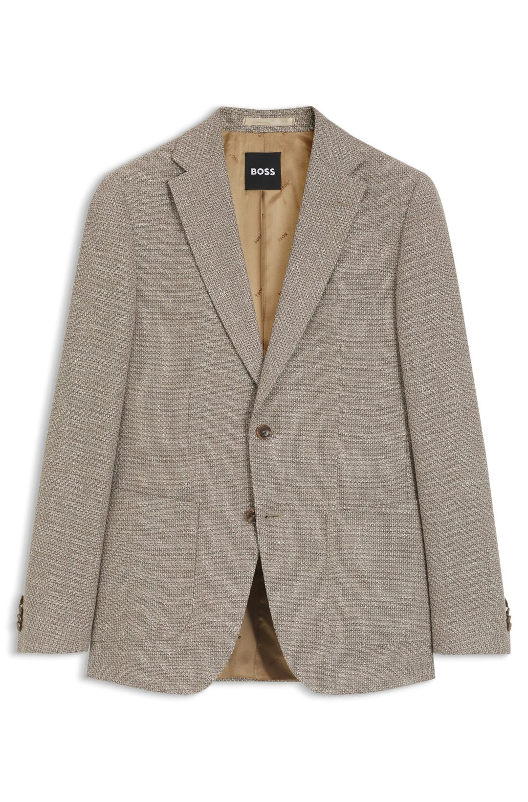 Úzký blazer se vzorované směsi panenské vlny - Medium Beige