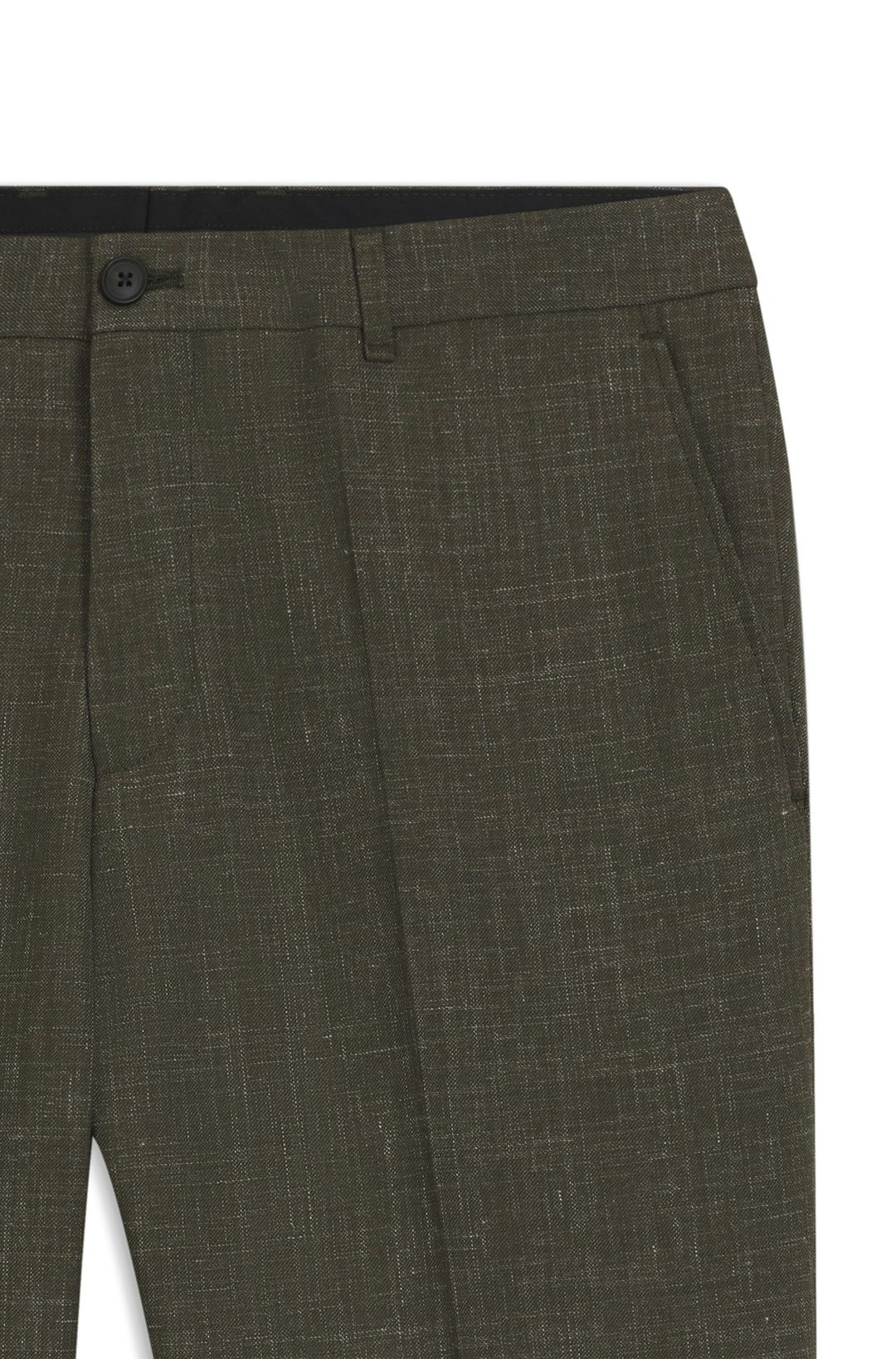 Kalhoty slim fit z panenské vlny a lnu - Open Green