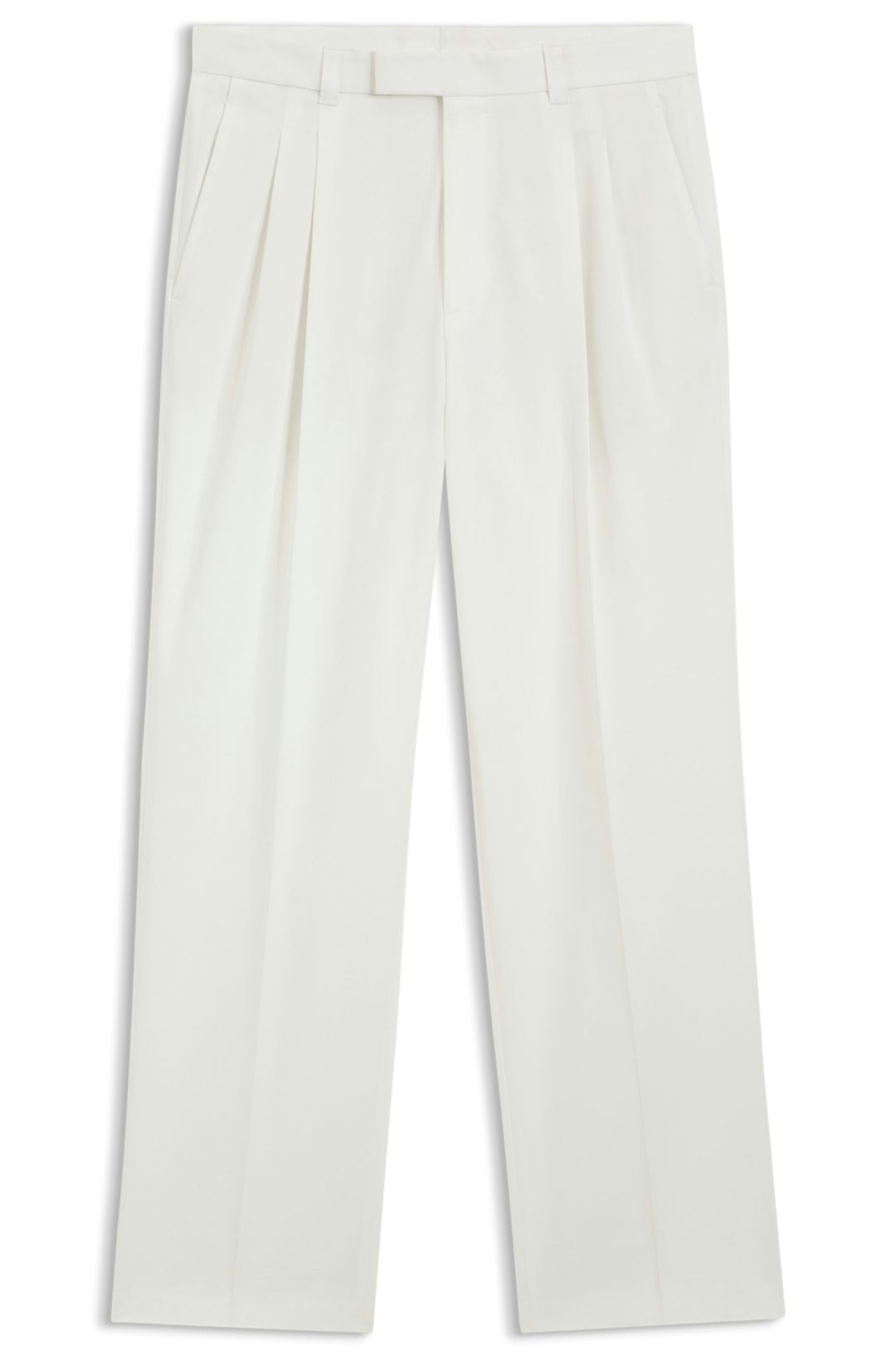 Kalhoty volného střihu ze strečové  bavlny - Open White