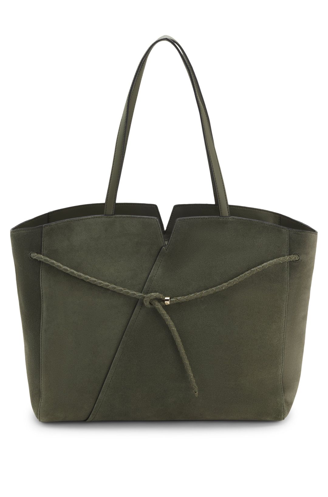 Semišová kabelka BOSS Revers s pleteným páskem - Dark Green