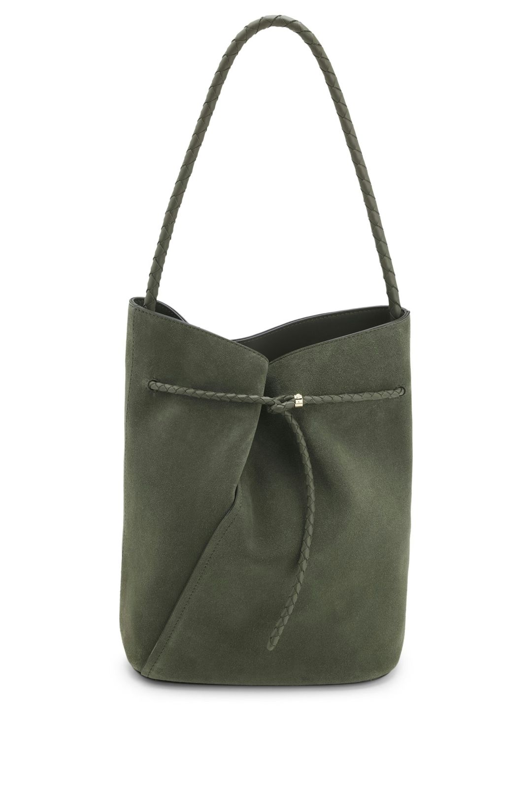 Semišová kabelka BOSS Revers s pleteným páskem - Dark Green