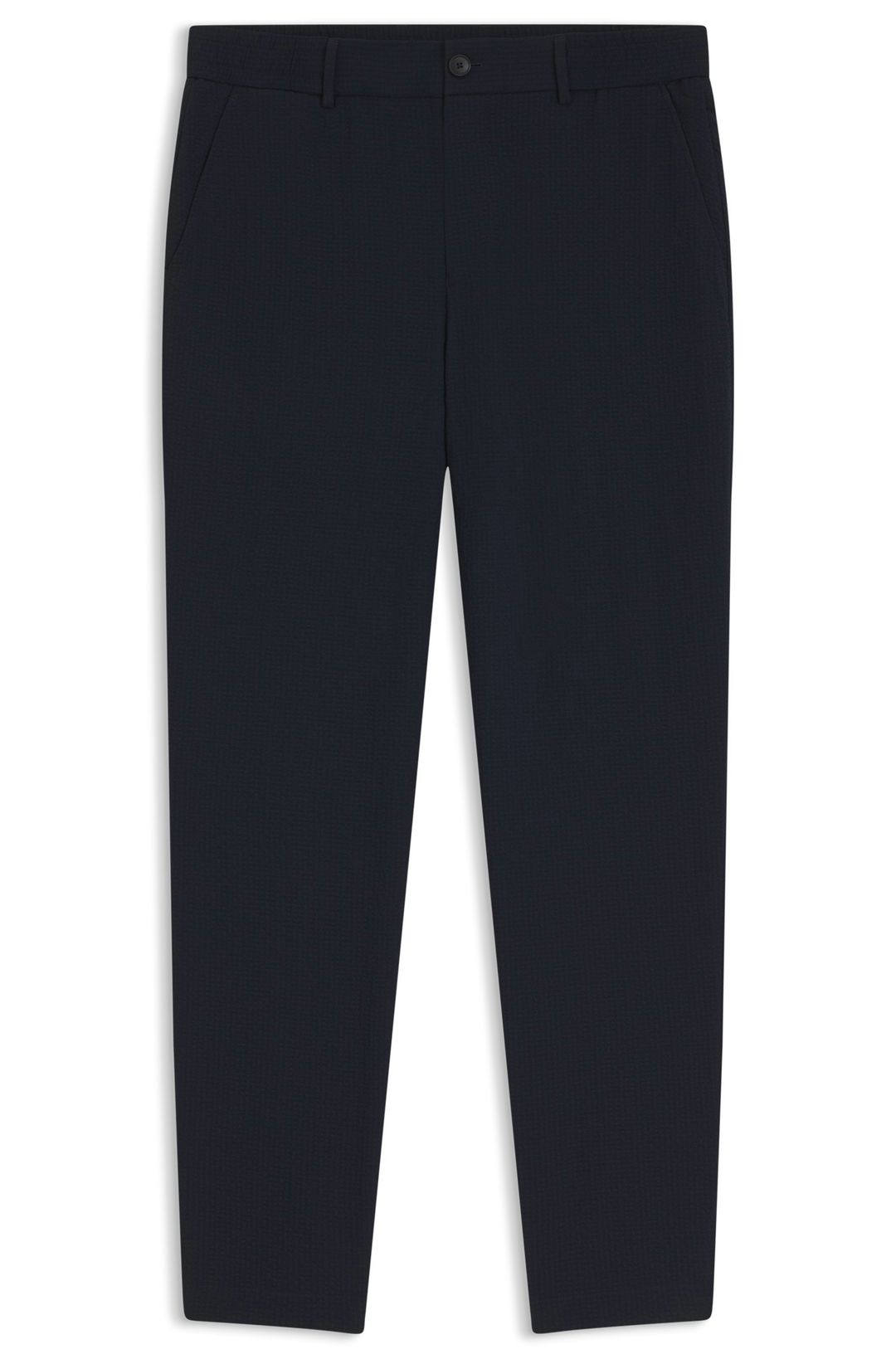 Kalhoty zúženého střihu z nemačkavého seersuckeru - Dark Blue