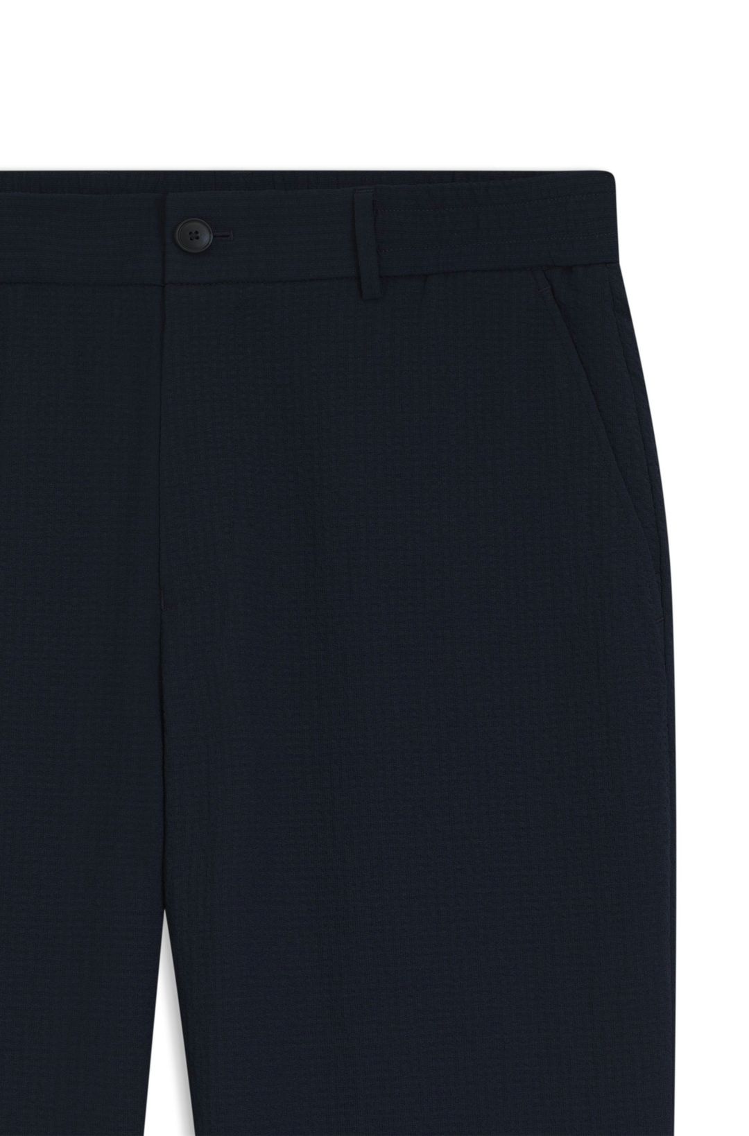 Kalhoty zúženého střihu z nemačkavého seersuckeru - Dark Blue