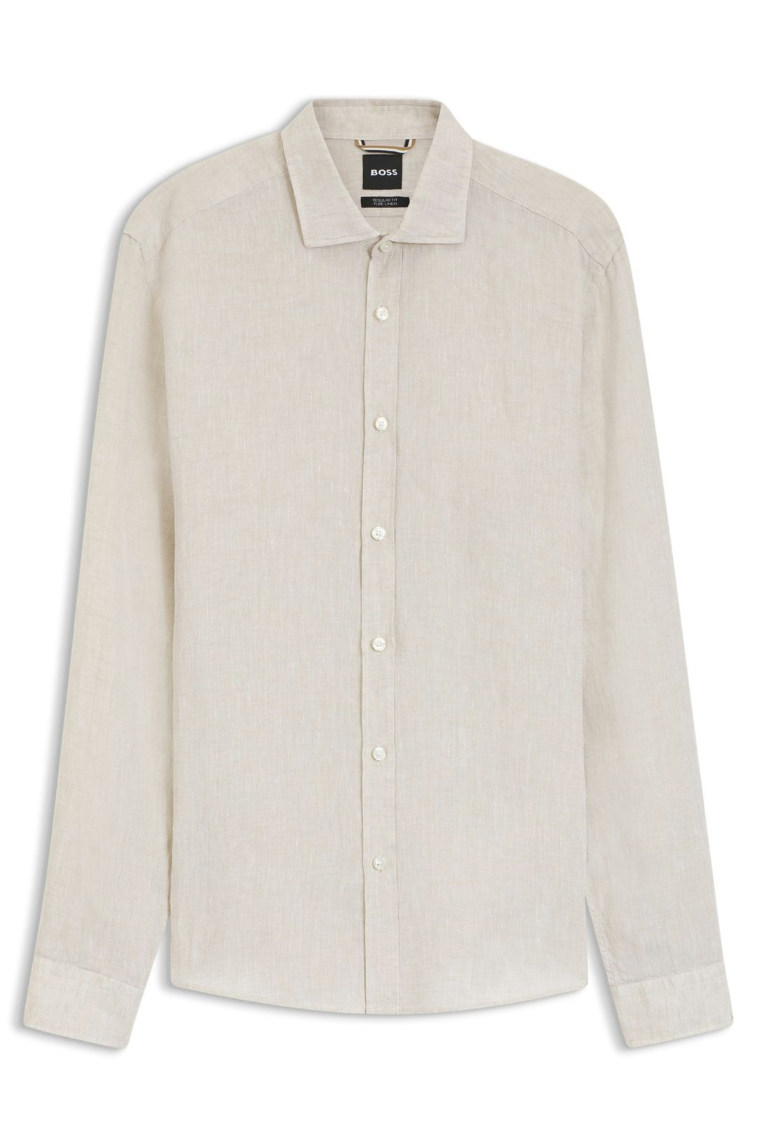 Košile regular střihu z praného lnu - Open Beige