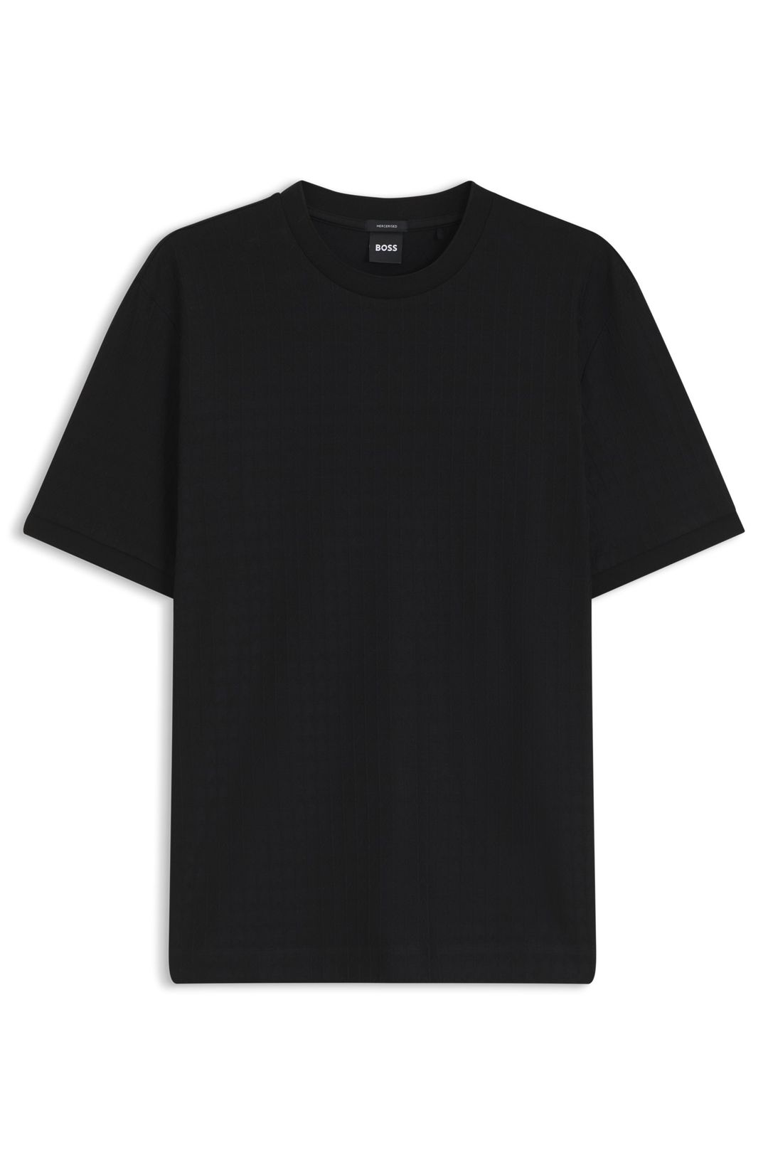 Bavlněné tričko s geometrickým žakárovým vzorem - Black