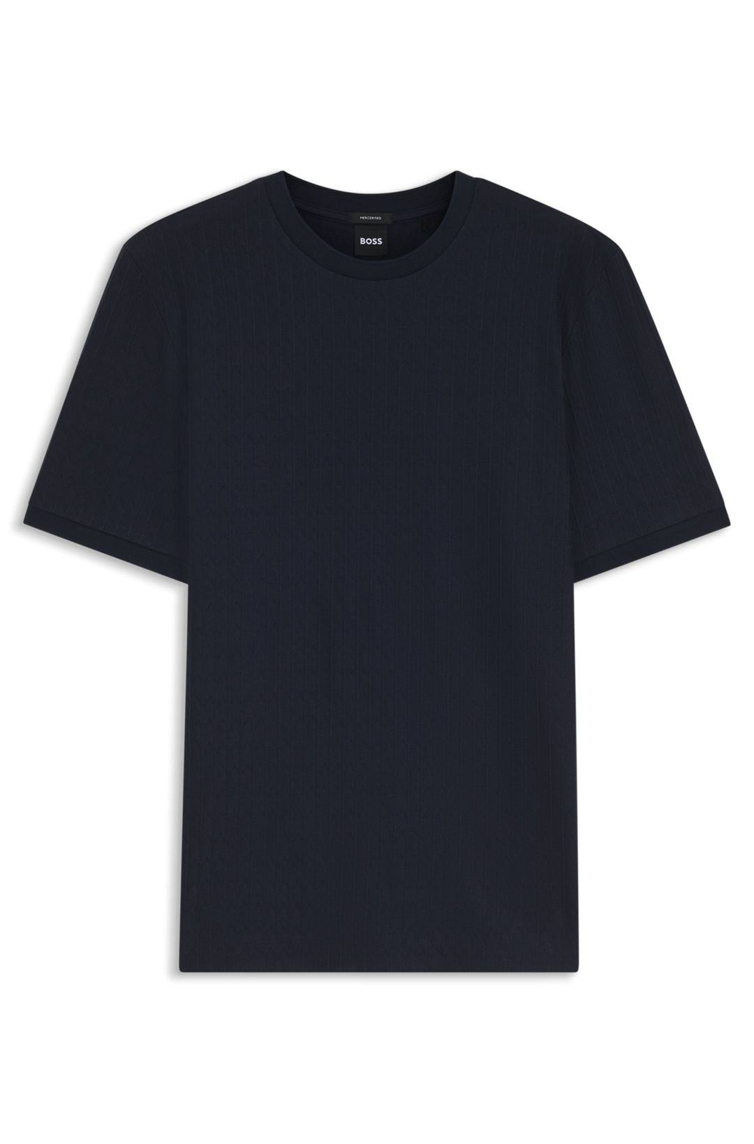 Bavlněné tričko s geometrickým žakárovým vzorem - Dark Blue