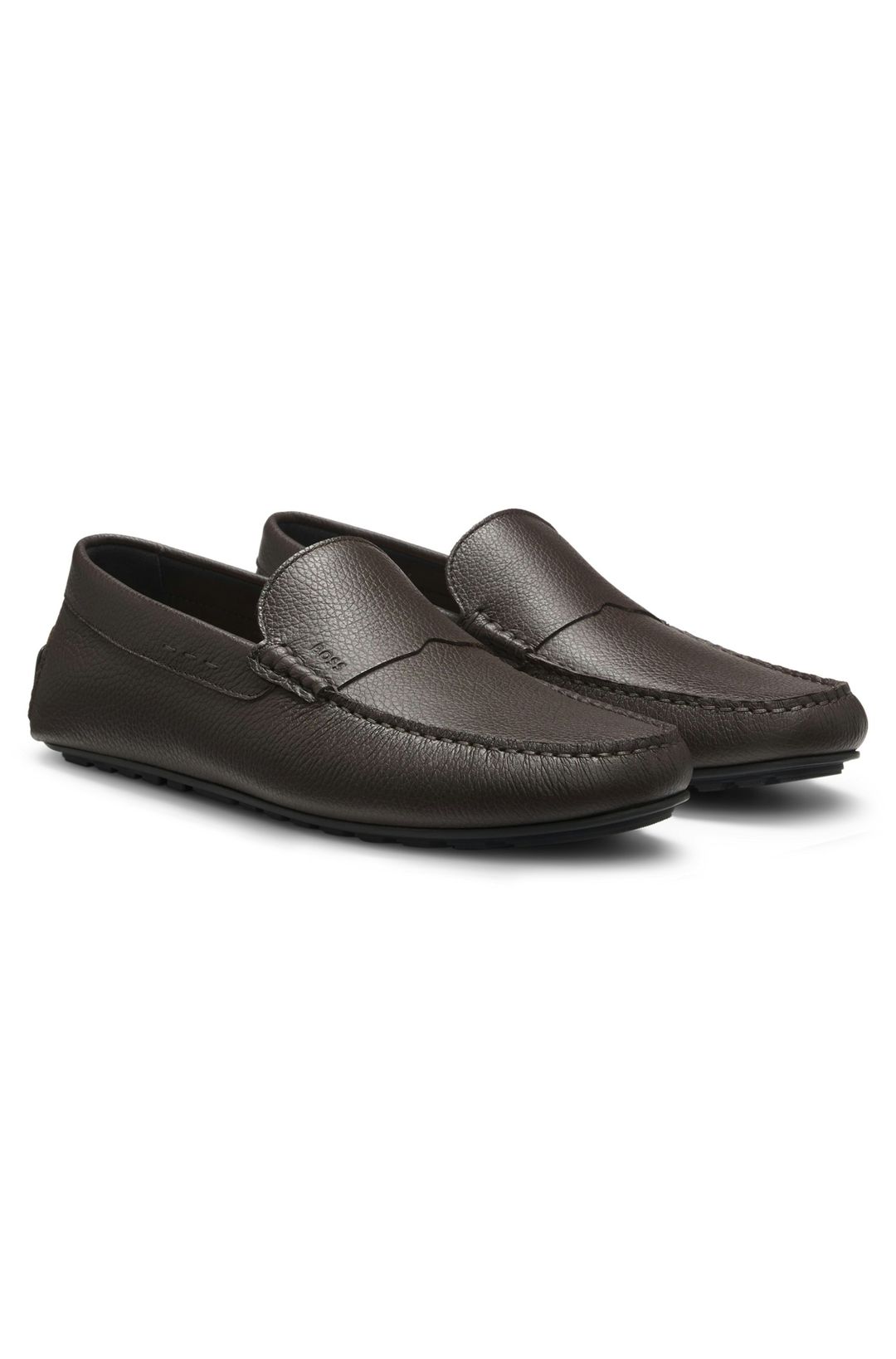 Pánské mokasíny z tumbované kůže s řidičskou podrážkou - Dark Brown