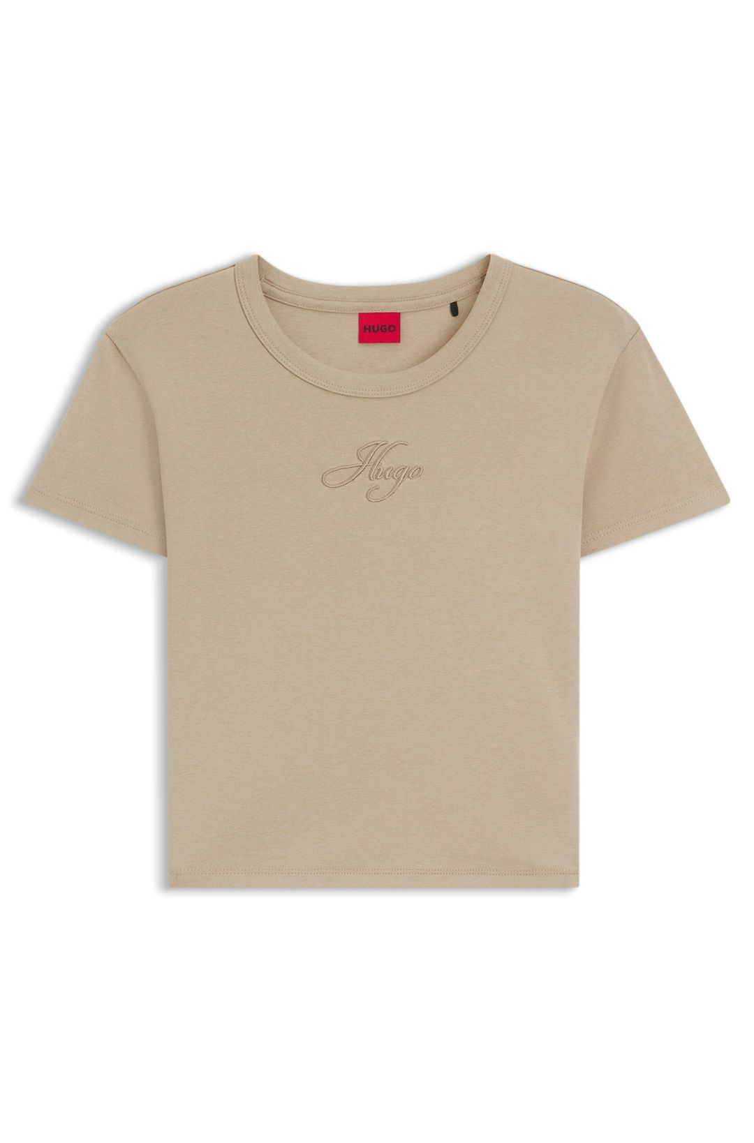 Tričko z bavlněné směsi s vyšívaným logem - Light/Pastel Brown