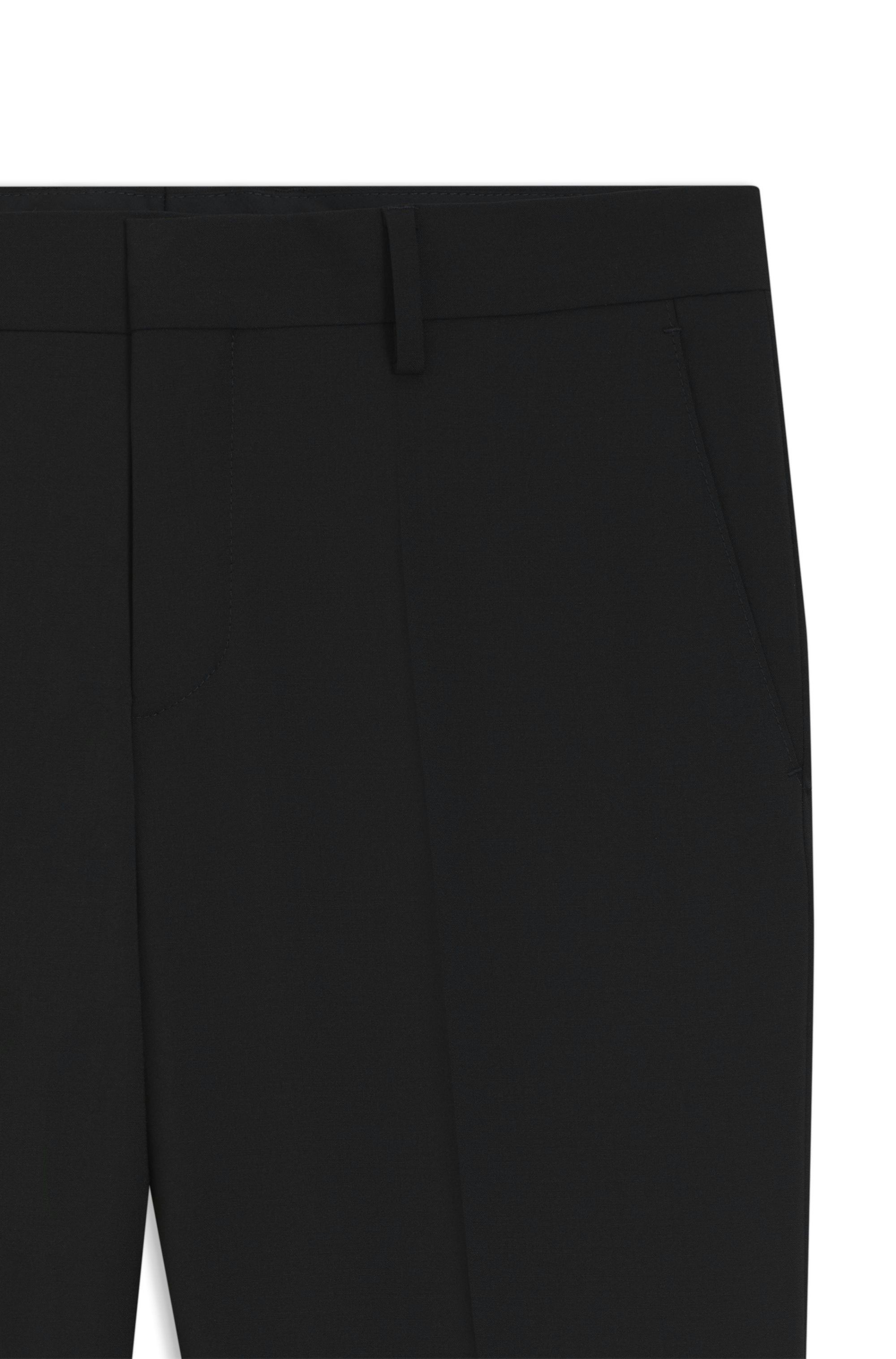 Kalhoty slim fit ze vzorované panenské vlny - Black