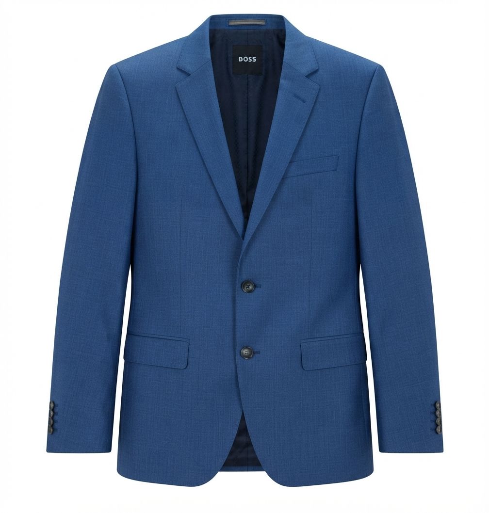 Sako slim fit z panenské vlny serge - Open Blue
