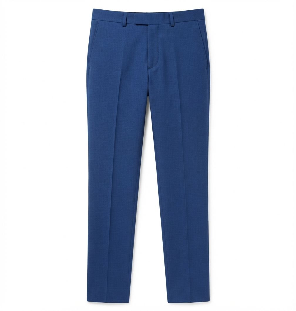 Kalhoty slim fit z panenské vlny serge - Open Blue