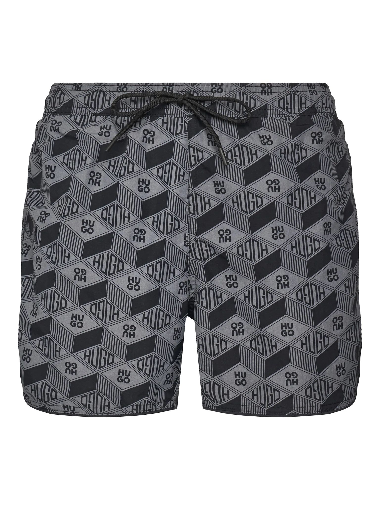 Plavecké kraťasy se stahovací šňůrkou a celoplošným potiskem - Dark Grey