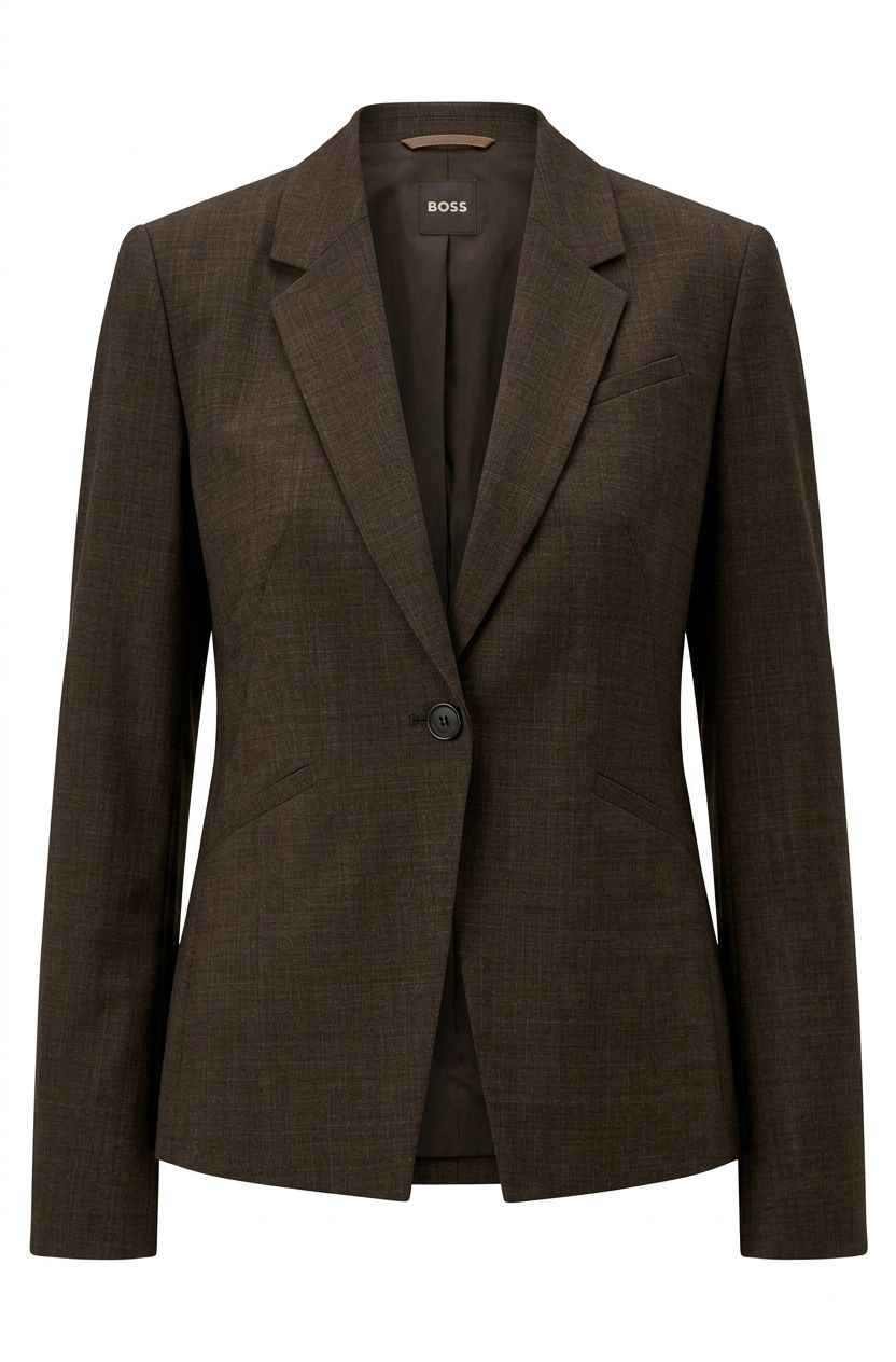 Sako slim fit z mělanžové panenské vlny - Dark Brown