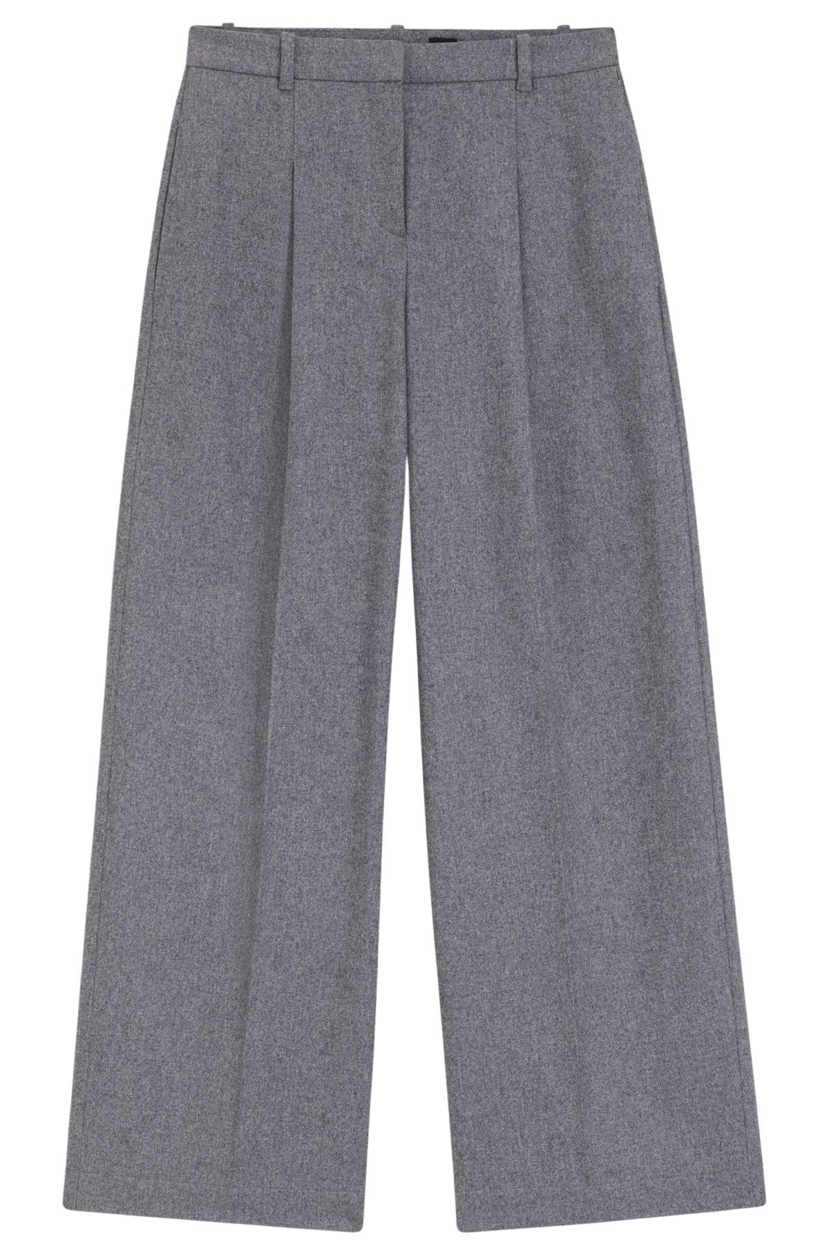 Široké kalhoty regular střihu z jemného flanelu - Light/Pastel Grey