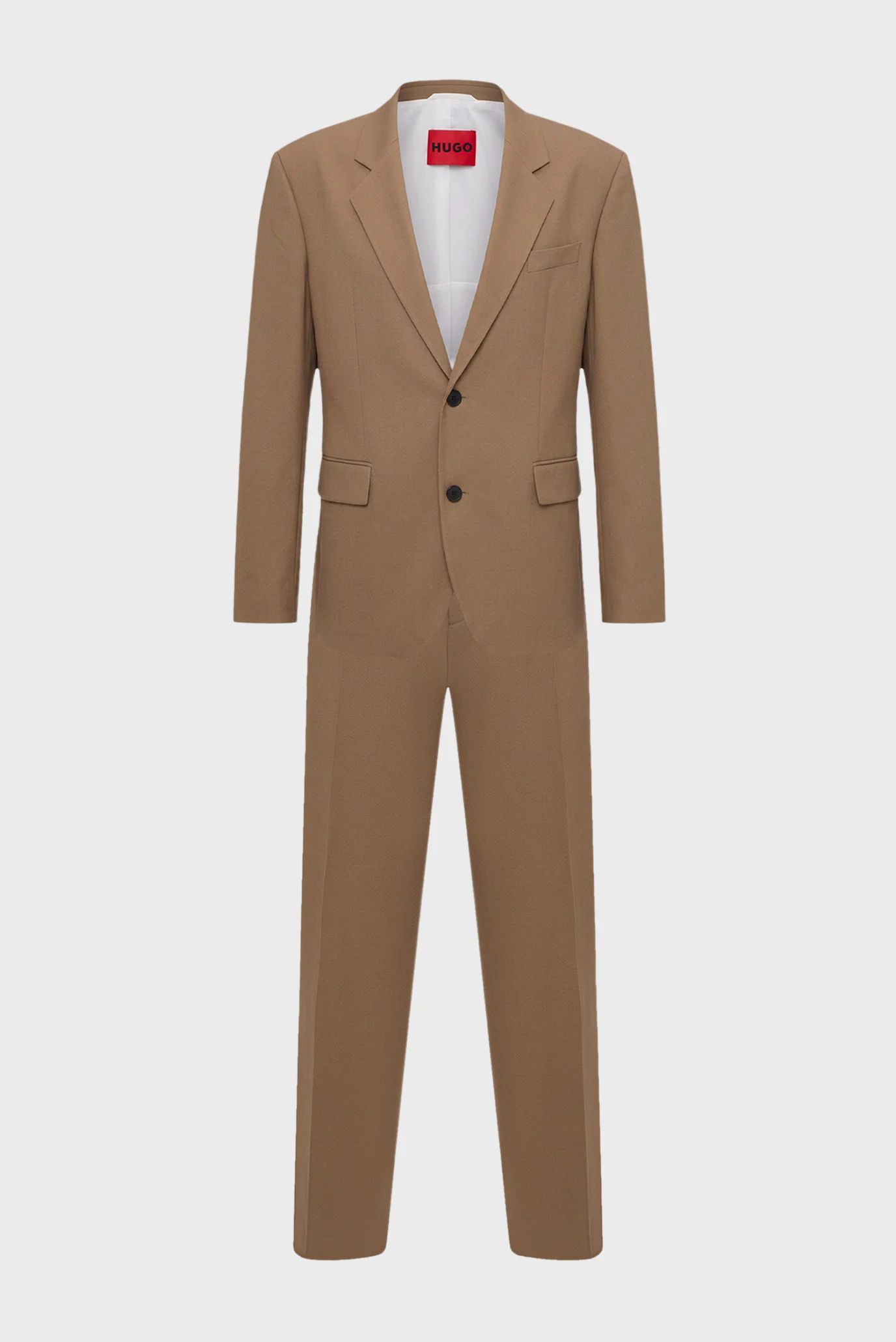 Dvoudílný oblek moderního střihu z strečového kepru - Beige Overflow