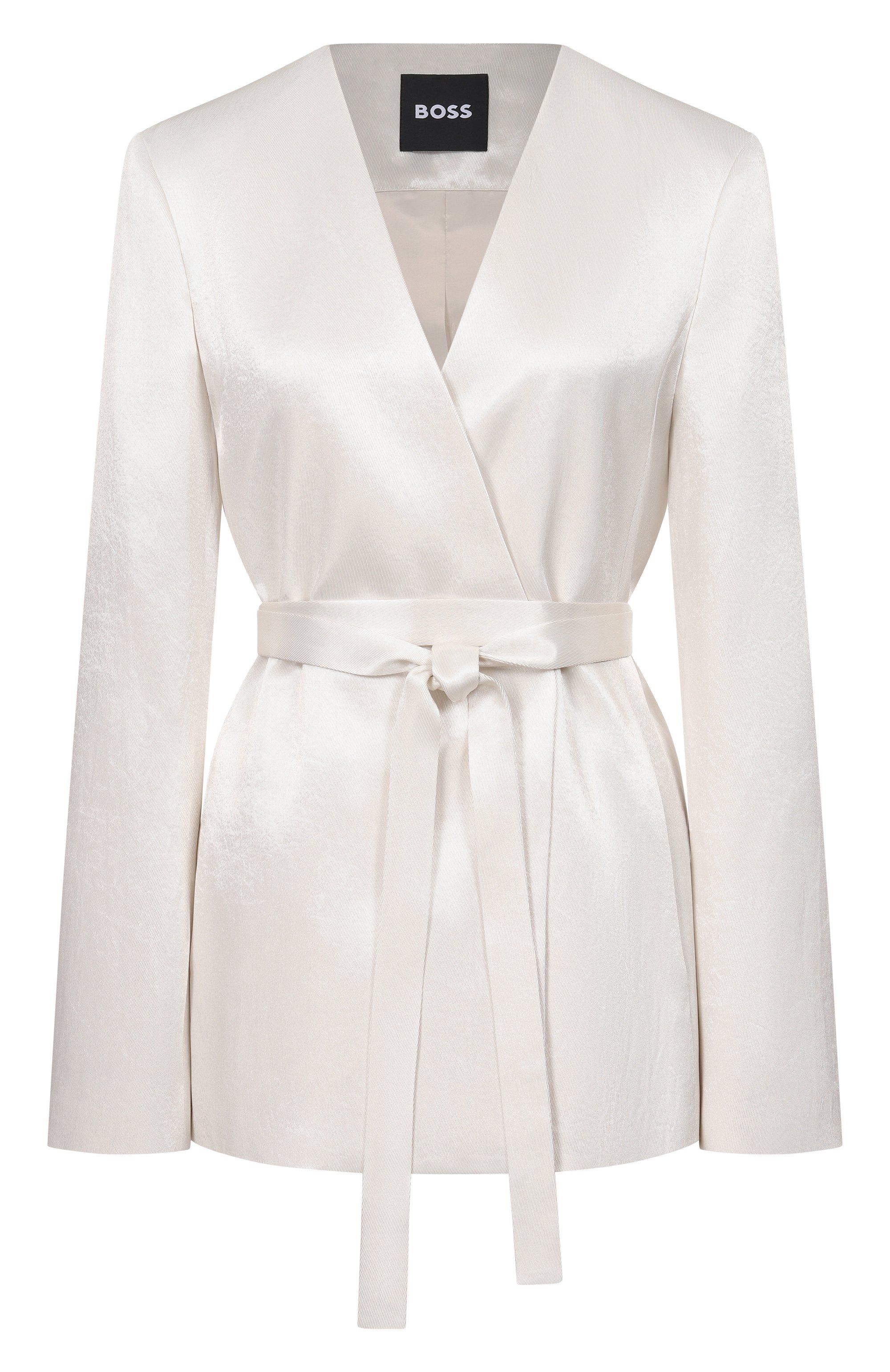 Úzký blazer z lesklého kepru - Open White