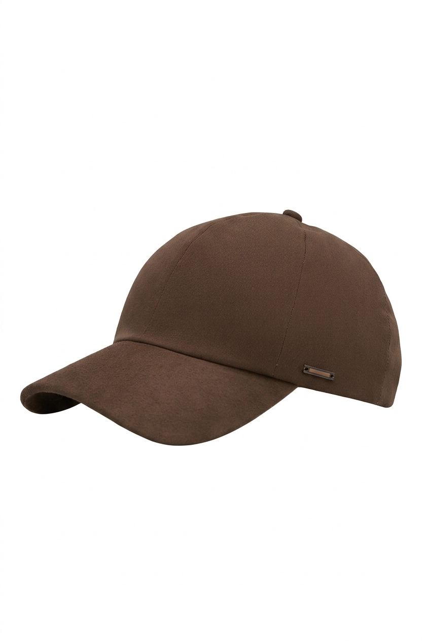 Čepice z bavlny a gabardénu se semišovým kšiltem - Beige/Khaki