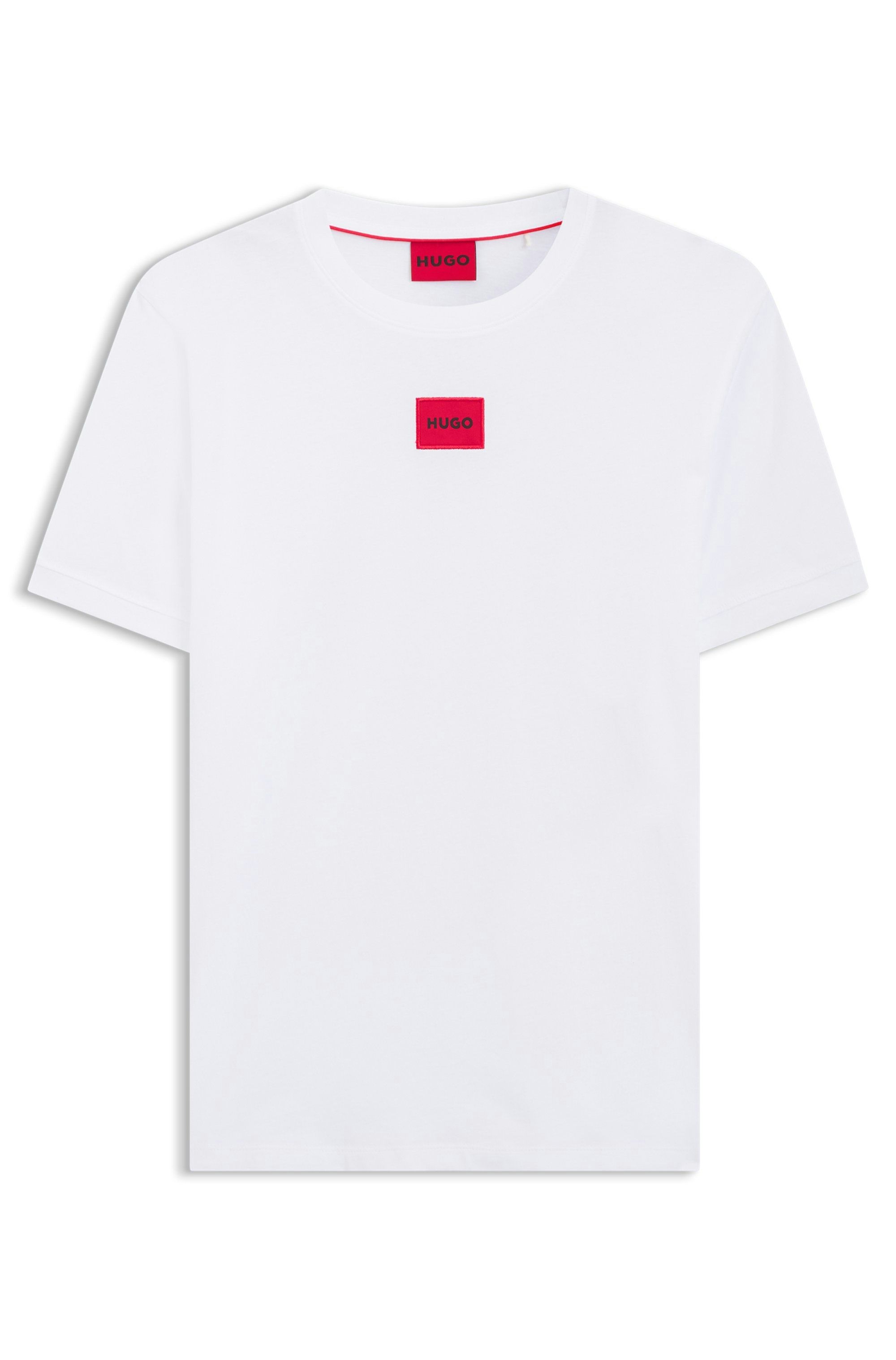 Bavlněné tričko z úpletu s logovaným štítkem - White