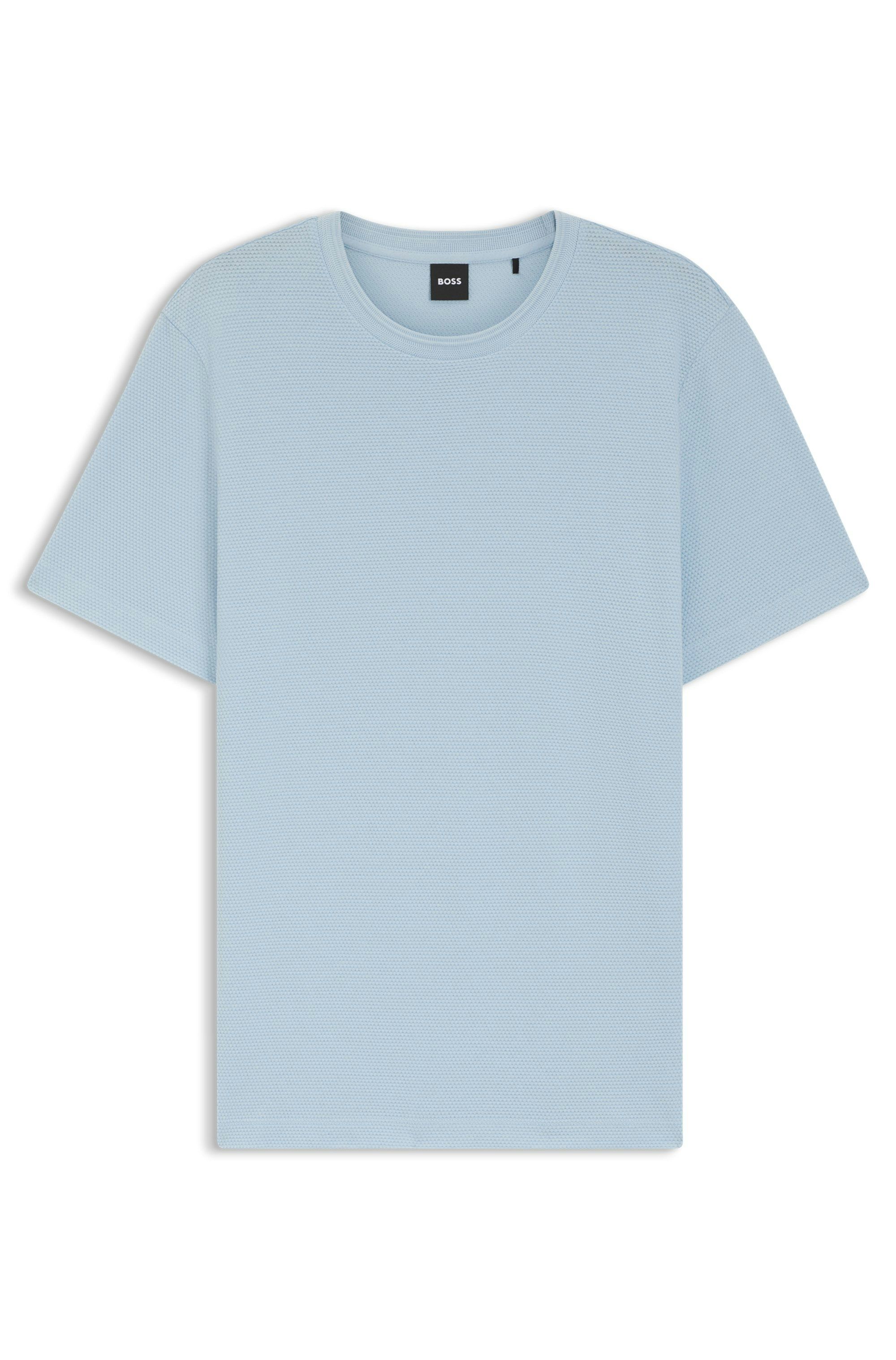 Tričko z bavlnenej zmesi s bublinkovou žakárovou štruktúrou - Light/Pastel Blue
