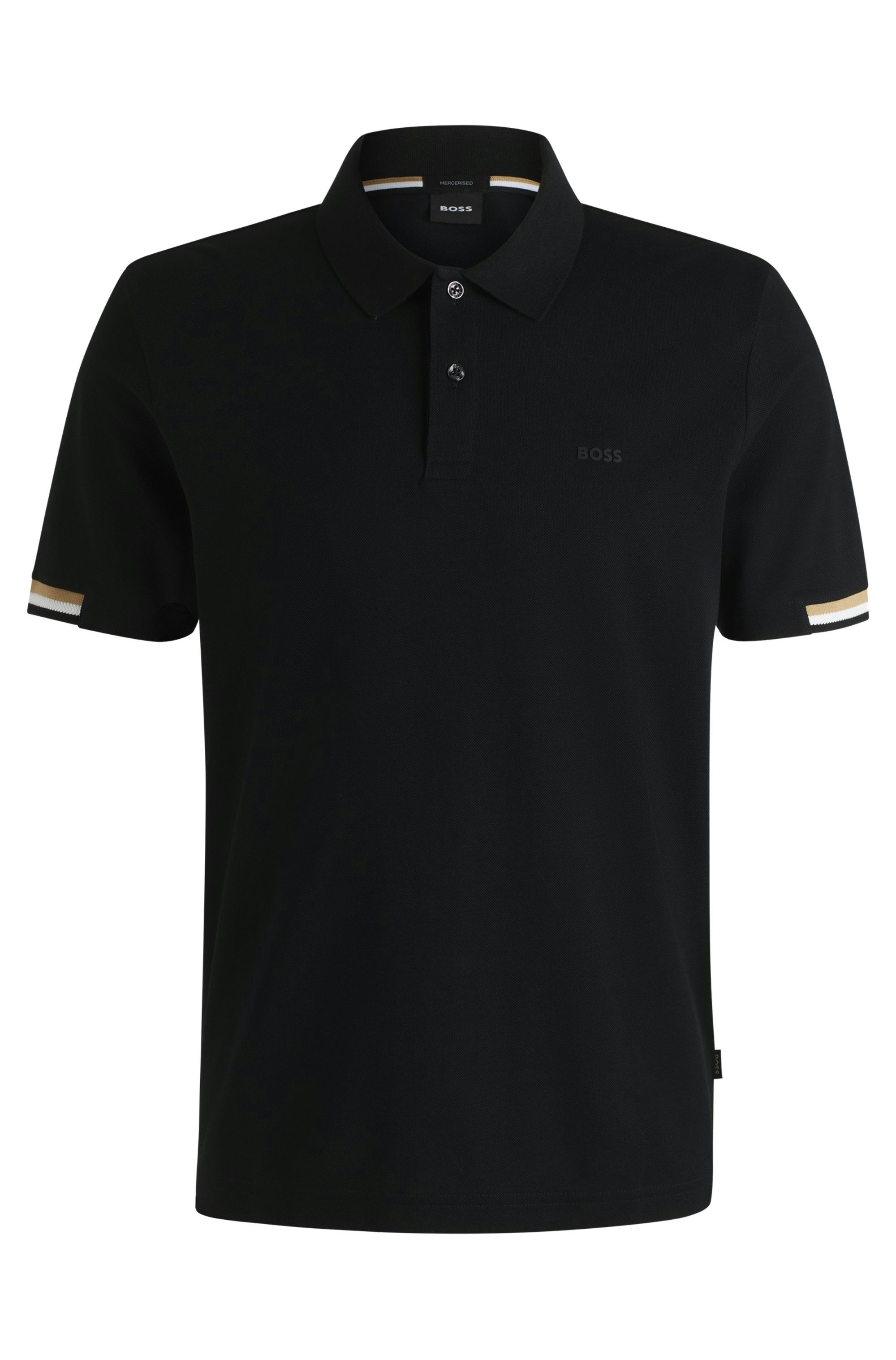 Polo tričko regular střihu s pogumovaným logem - Black
