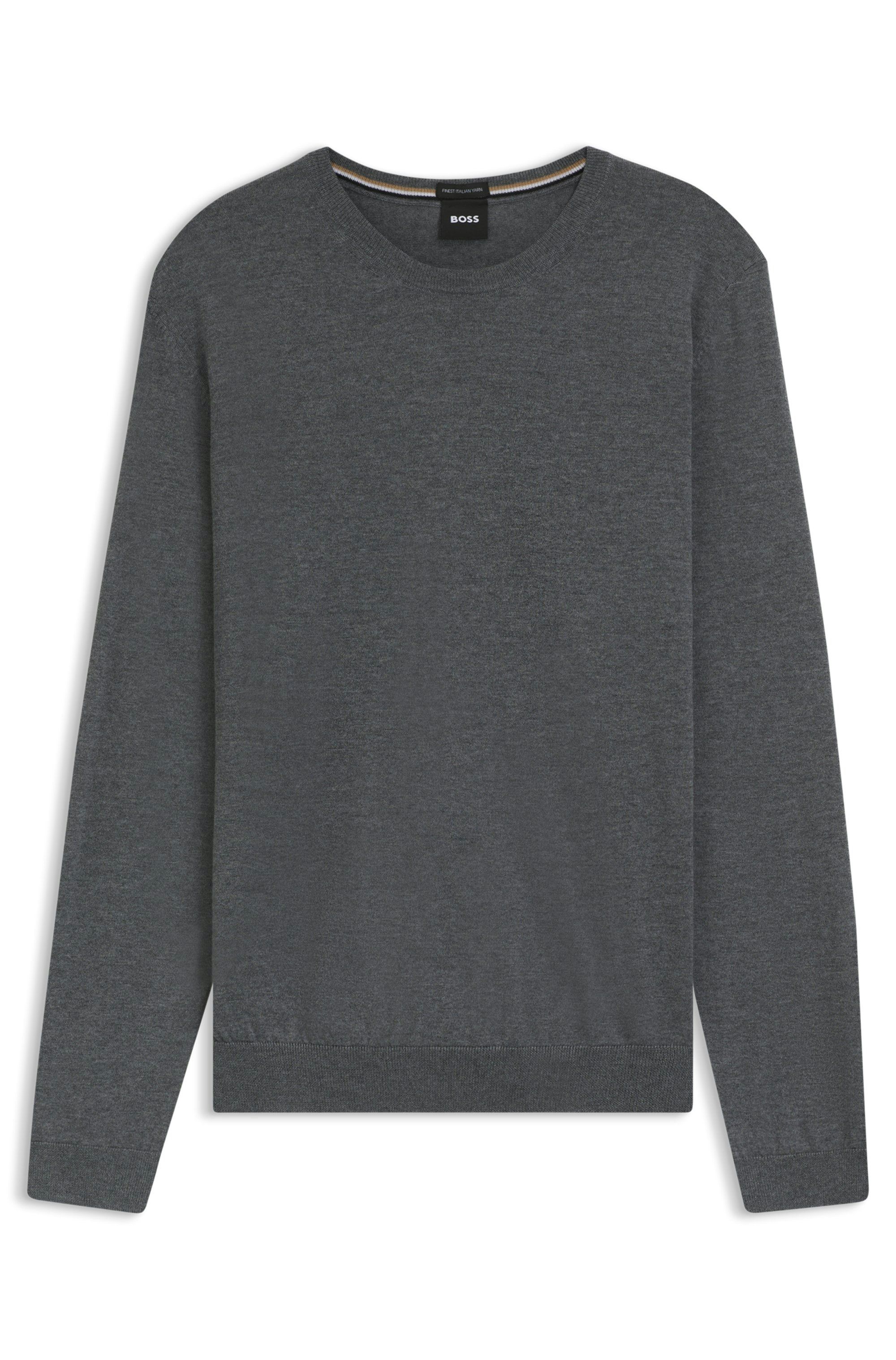 Svetr slim fit z merino vlny - Medium Grey