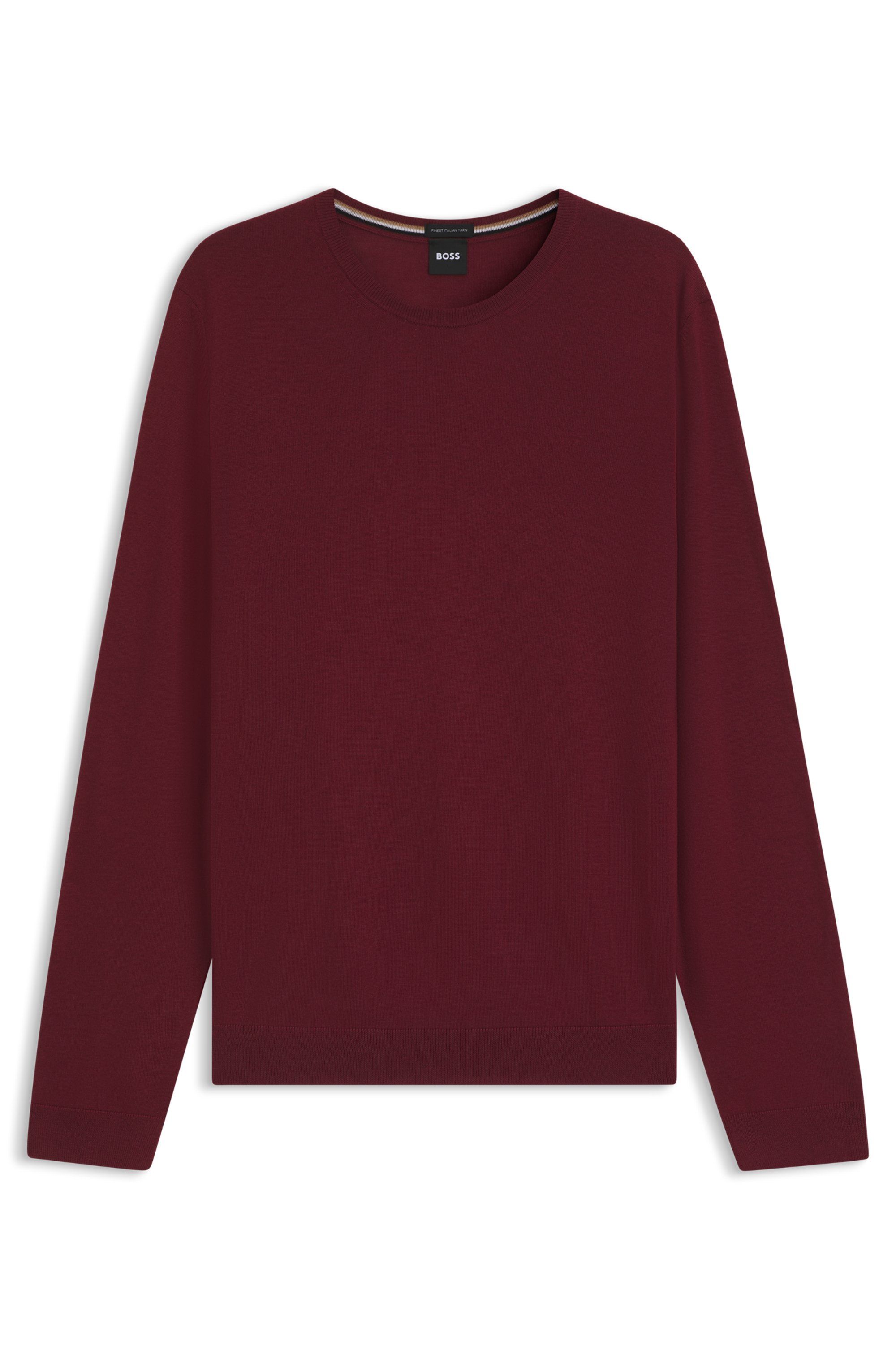 Svetr slim fit z merino vlny - Dark Red