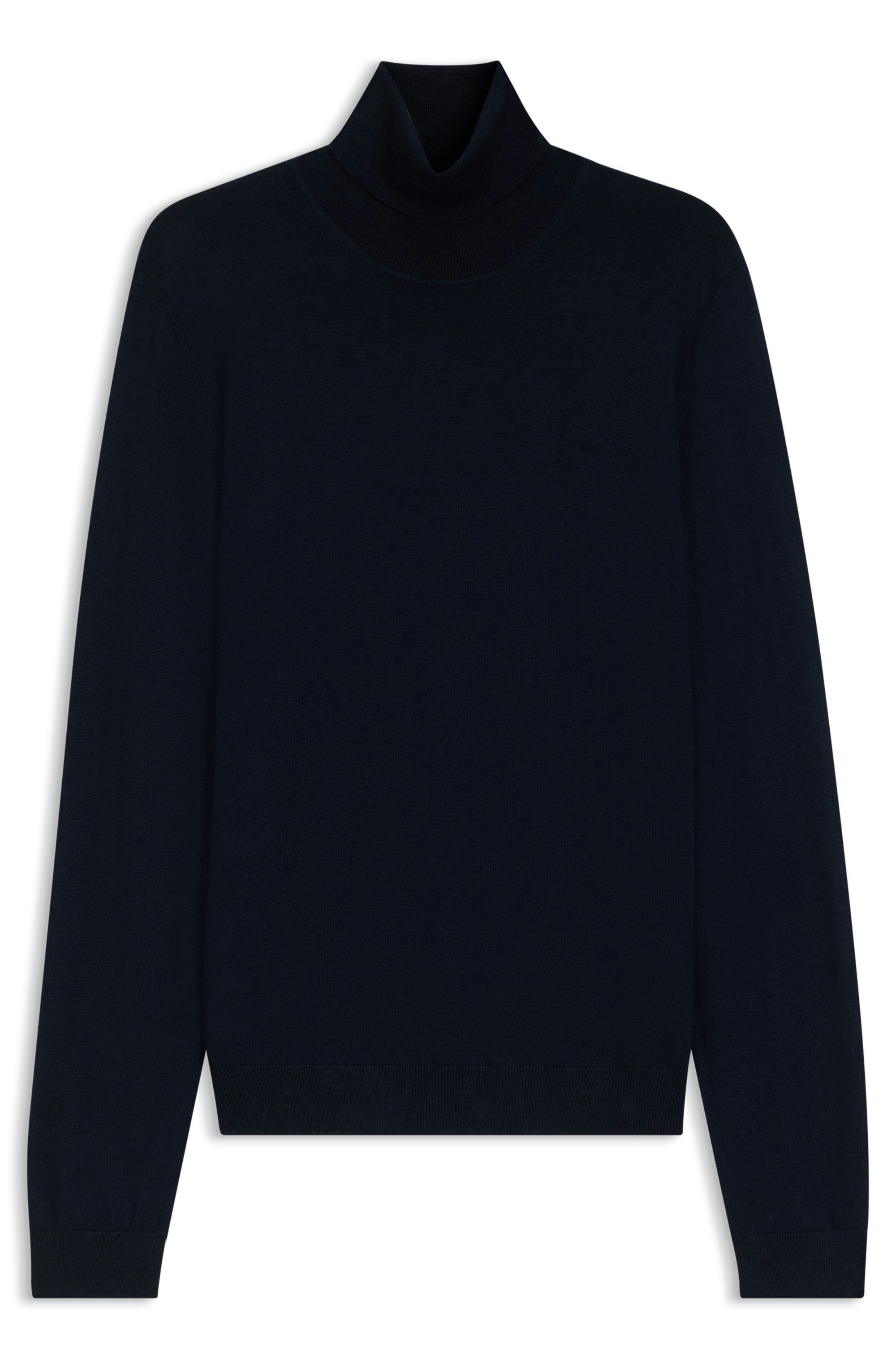 Rolákový svetr v regular střihu z merino vlny - Dark Blue